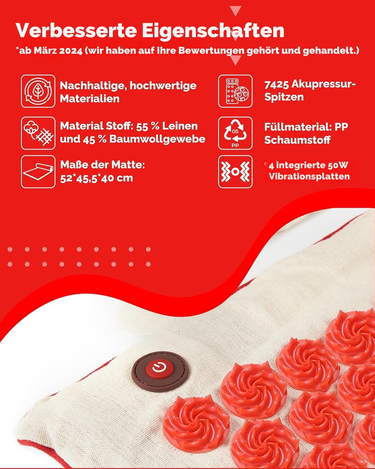 OrthoMatte Akupressurmatte mit Vibrationsfunktion von OrthoMechanik – Bild 2