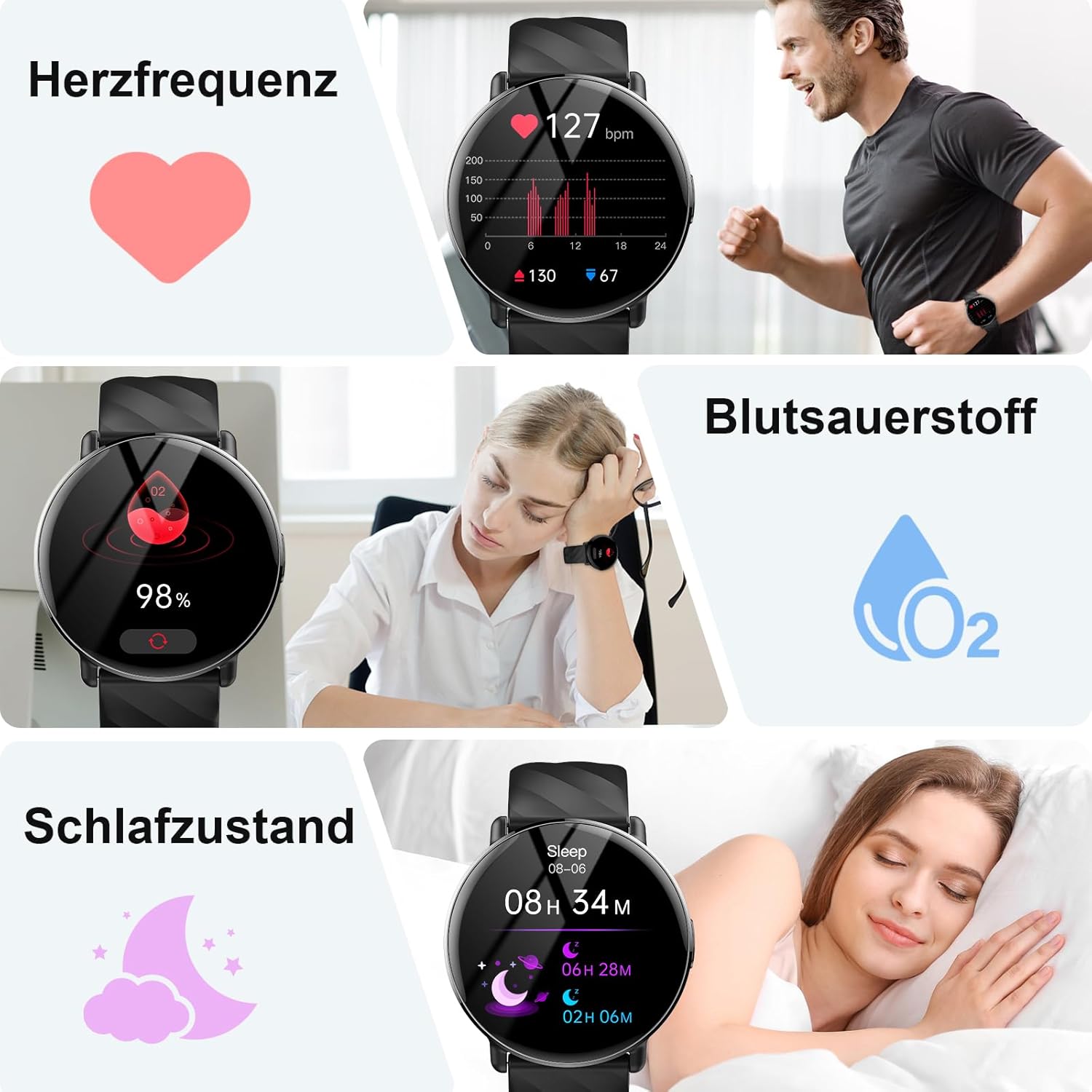 Smartwatch Damen Herren mit ChatGPT KI-Assistent, 1,39" HD Touch Fitnessuhr mit Telefonfunktion, 112+ Sportmodi Fitness Tracker Pulsmesser Schlafmonitor Schrittzähler, IP68 Sportuhr für Android iOS – Bild 3