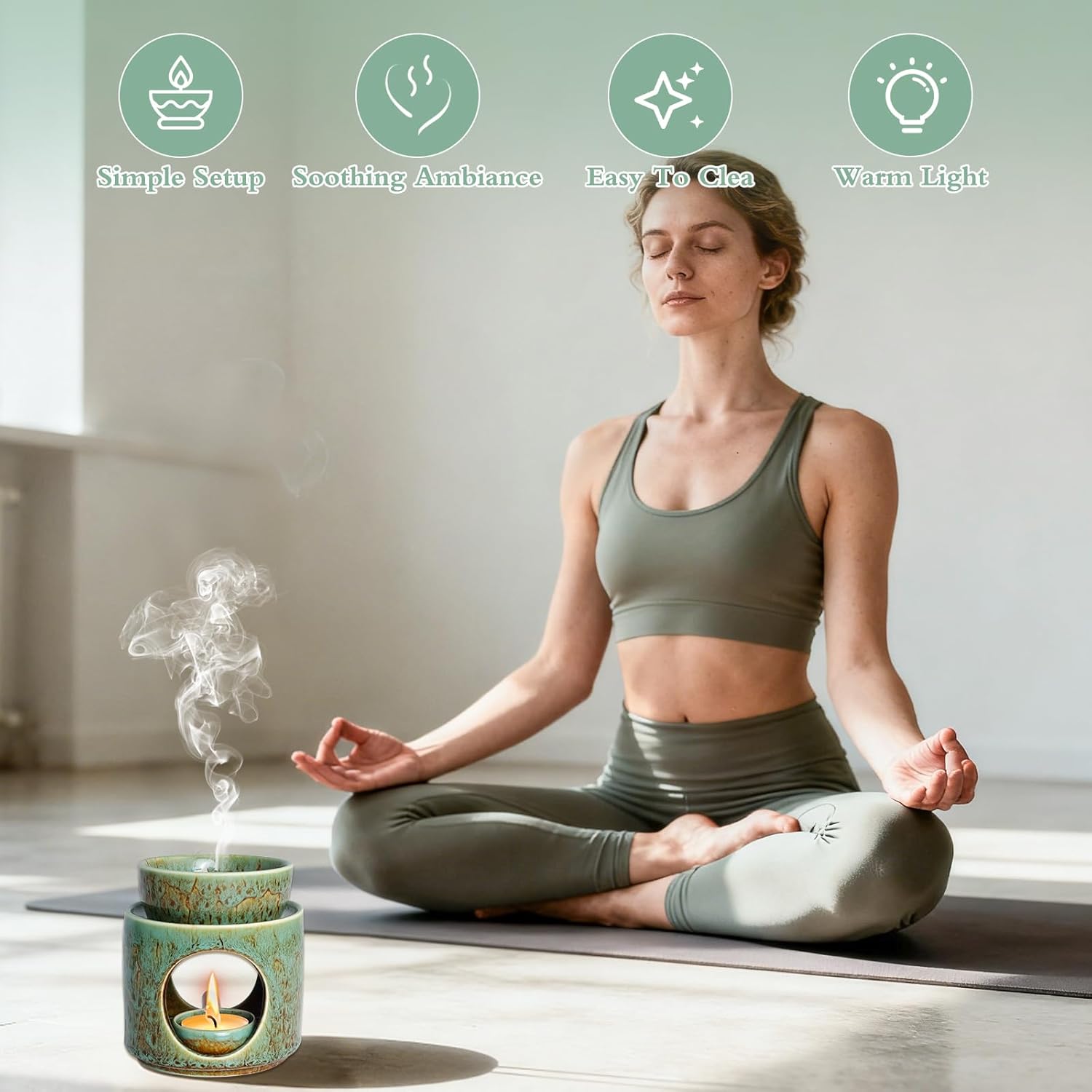 Duftlampen-Teelicht mit Teelichthalter und 2 Stück Duftlampenwachs für Aromatherapie und Wellness-Entspannung, Raumduftlampe für ätherische Öle – Bild 5