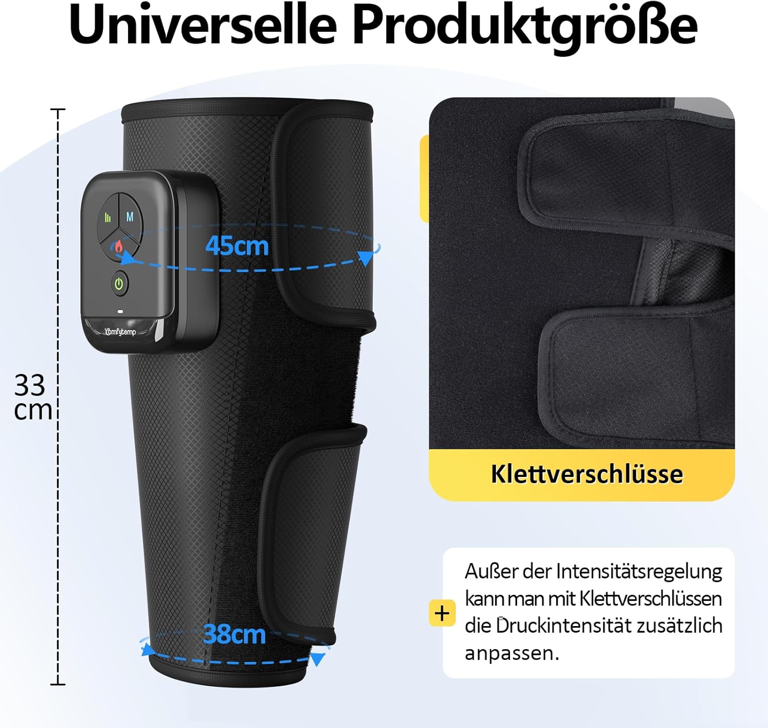 Comfytemp Kabelloses Beinmassagegerät (2 Stück), Luftkompressionsmassage mit Heizung für Beine, Waden, Unterschenkel, 45 x 33 cm, Massagegerät mit DIY, Steuerung per Knopfdruck und App, 2500 mAh Akku – Bild 3