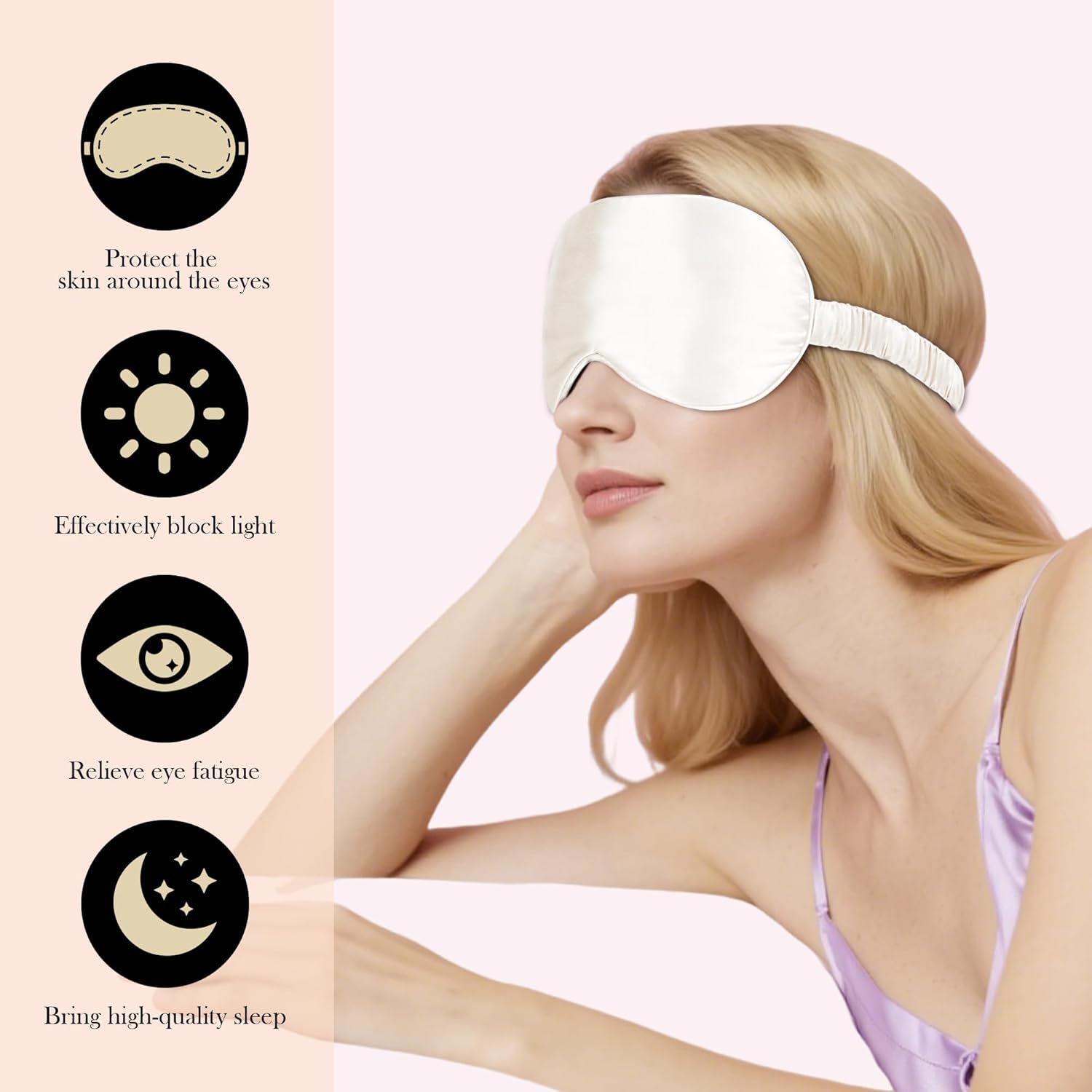 SilkDream Schlafmaske aus 100 % Seide, Damen und Herren, Augenmaske, Schlafmaske, Seide, Flugzeug, Verdunkelungsschlafmaske, Weiß – Bild 4