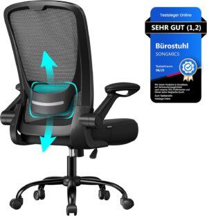 SONGMICS OBN37BK Bürostuhl, Schrei...