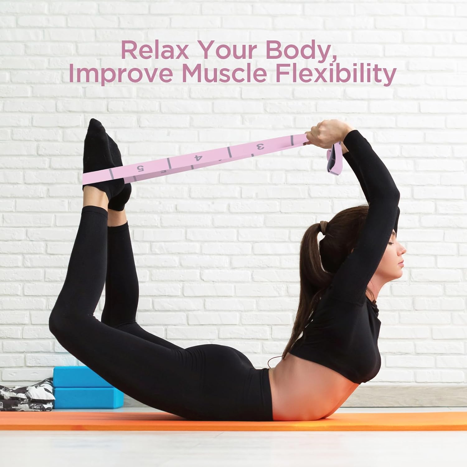 AiQInu Yoga Stretch Gurt, Widerstandsbänder mit 11 Schleifen, hochelastischer Fitnessbänder, hochelastischer elastischer Widerstandsbänder für Pilates Fitness Stretching Training – Bild 7