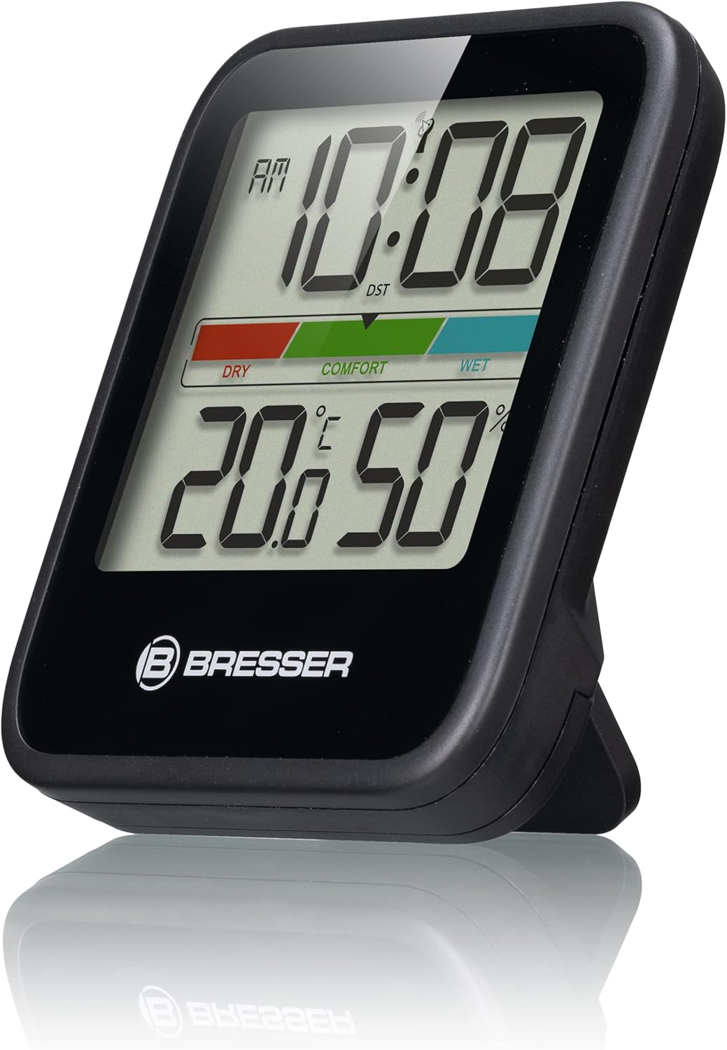 Bresser Thermometer Hygrometer Klimamonitor 3er Set zum Aufstellen oder zur Wandmontage mit farbigem Raumklimaindikator – 7,2 x 1,6 x 8 cm, Schwarz – Bild 2