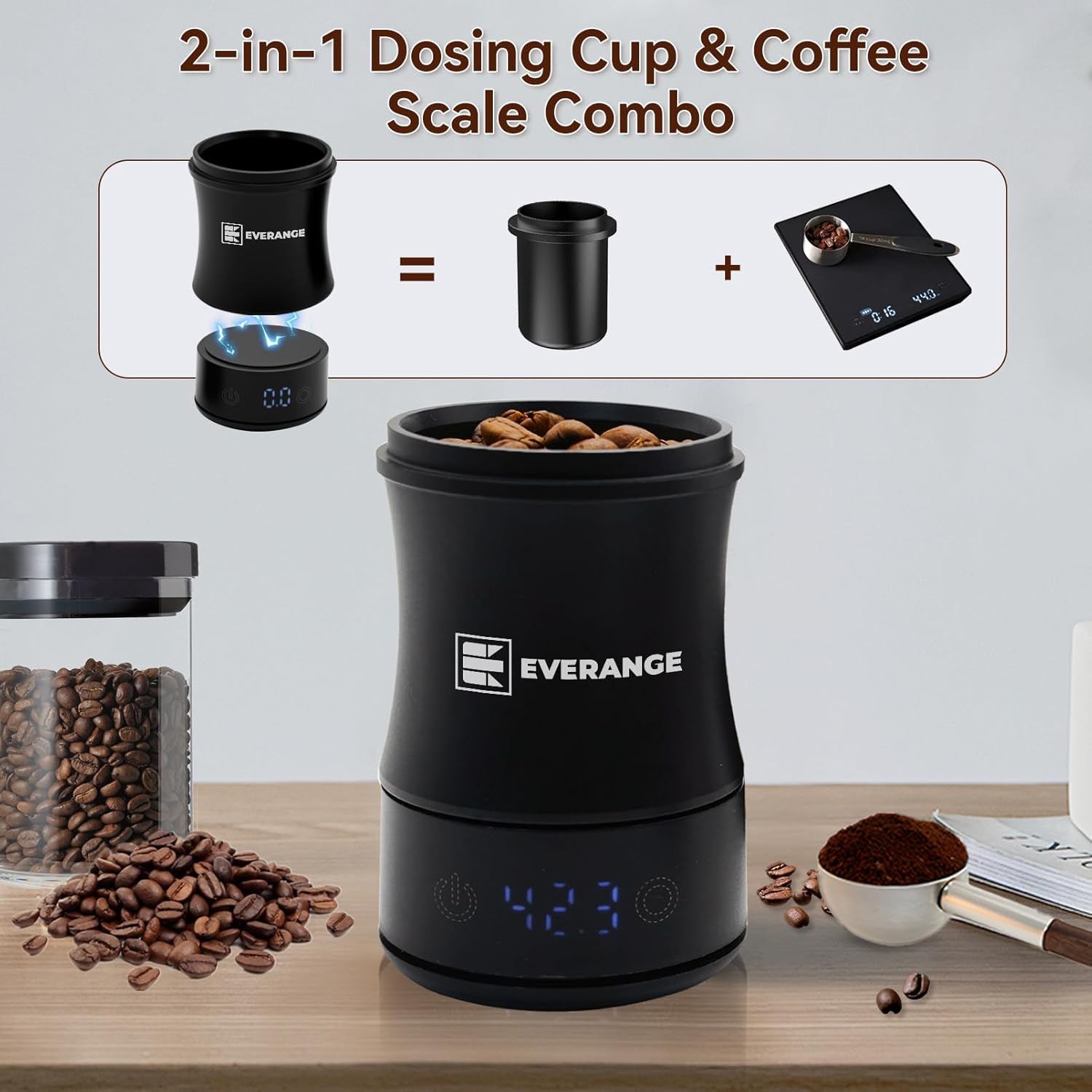 Mini-Kaffeewaage mit Timer, wiederaufladbare Espressowaage, präzise Waage für Espresso und Übergießen, tragbare digitale Küchenwaage mit Dosierbecher – Bild 2