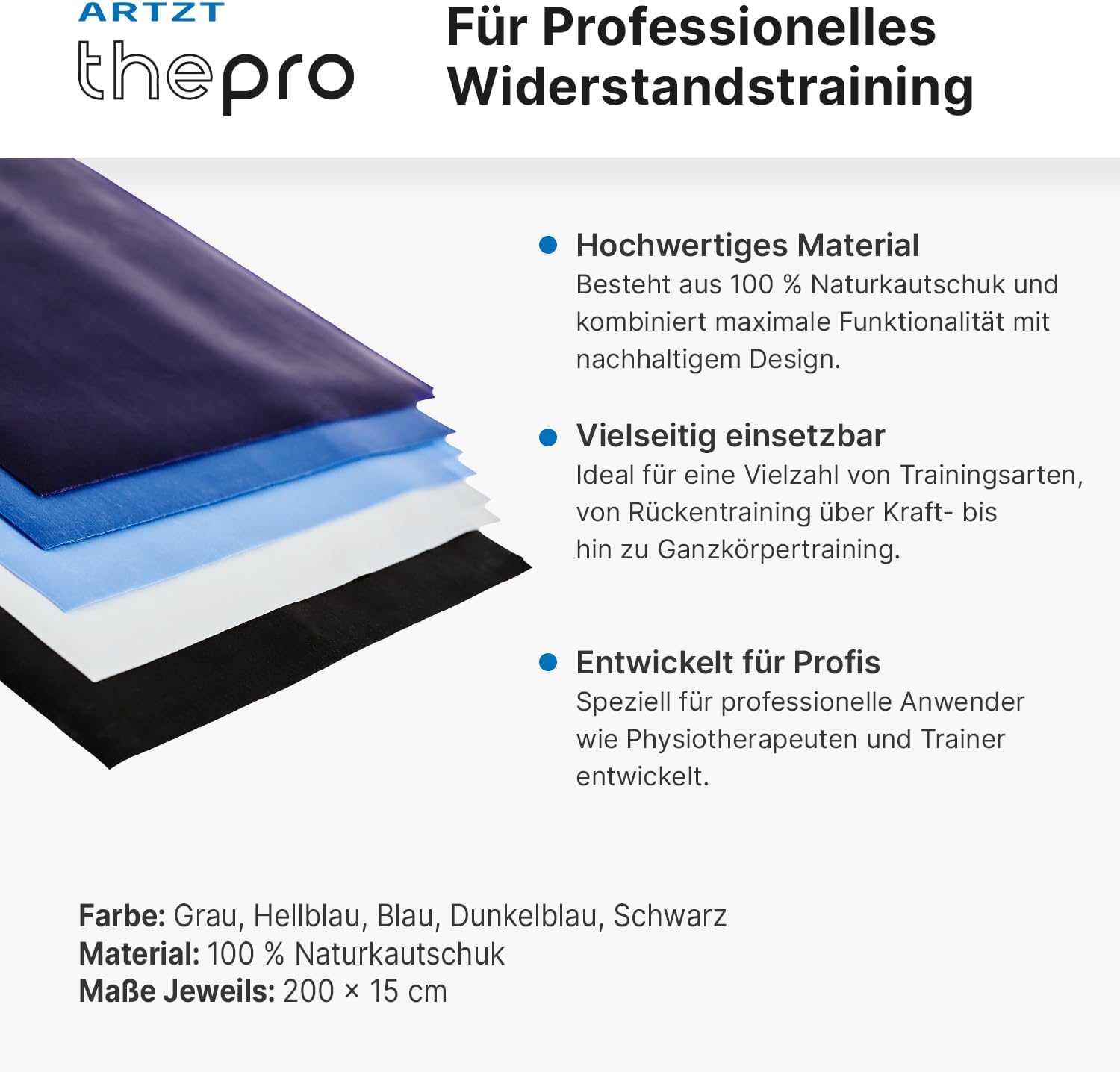 Fitnessband | Terrabänder Set 2 m | Gymnastikband | Fitnessband aus Naturkautschuk | Stretchband | Gummiband Fitness | Trainingsbänder Krafttraining, Therapie, – Bild 2