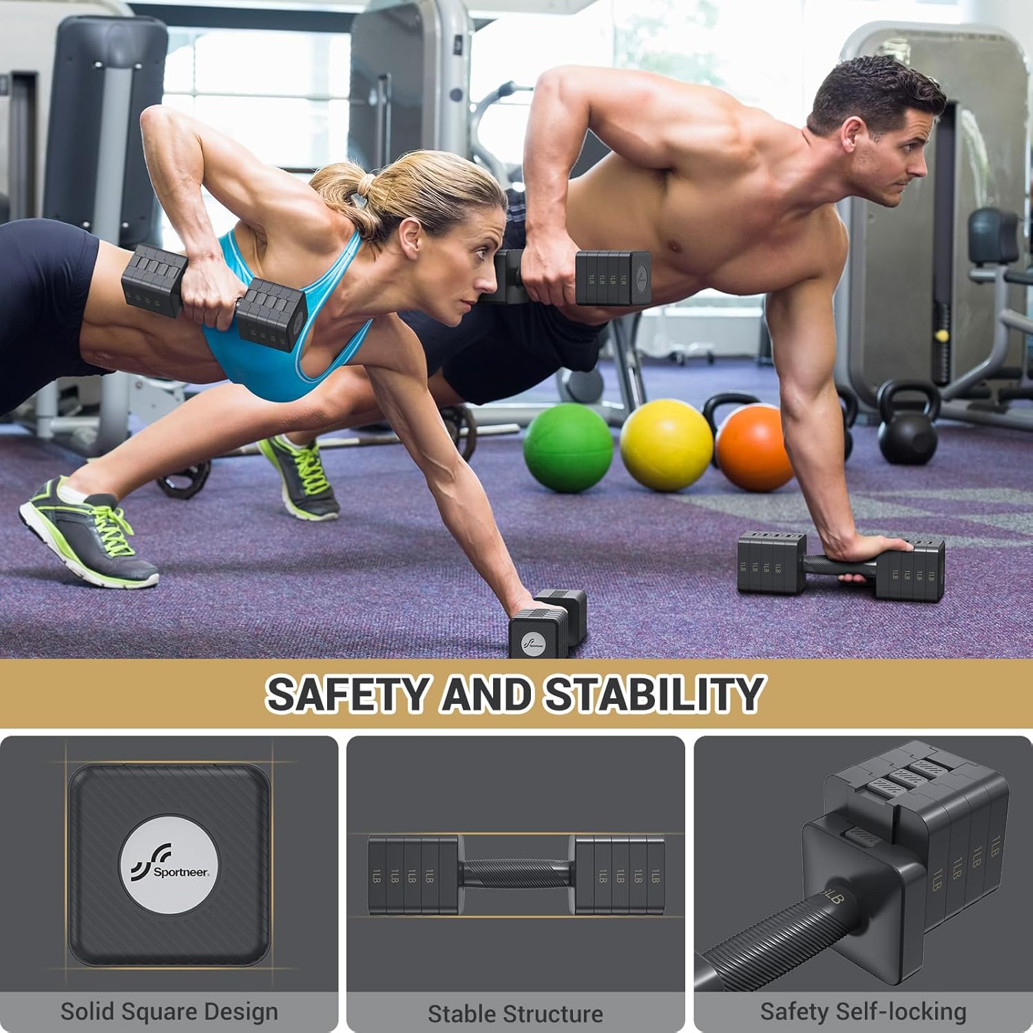 Sportneer verstellbare Hanteln, Handgewichte-Set: 5-in-1-Gewichtseinstellung, 5 kg Hanteln, Set mit 2 freien Gewichten, schnell verstellbares Hantel-Gewichtsset, Heim-Fitnessstudio, Krafttraining – Bild 5