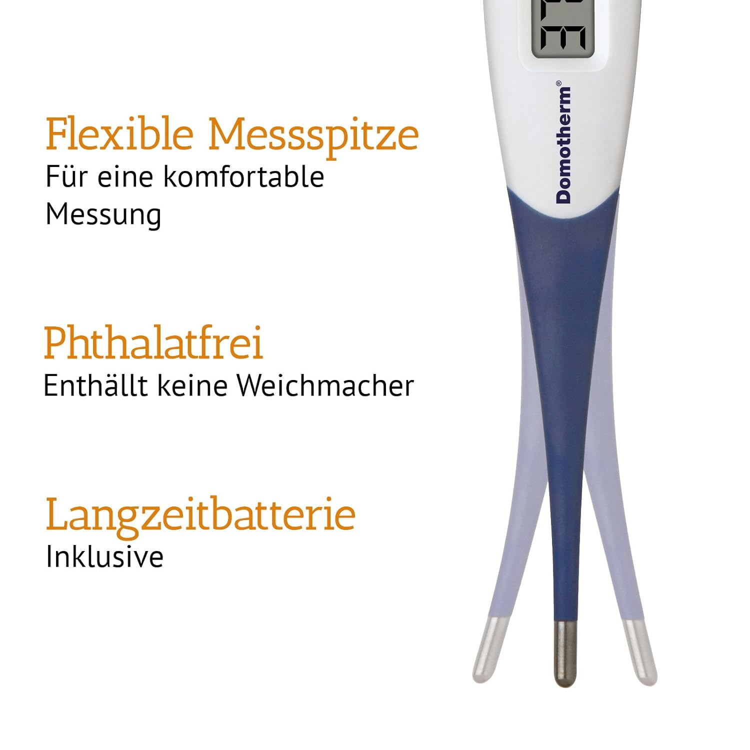 Domotherm Rapid Digitales Fieberthermometer mit 2 Dezimalstellen, Messspeicher, flexibler Spitze, geeignet für Babys und Kinder – Bild 3