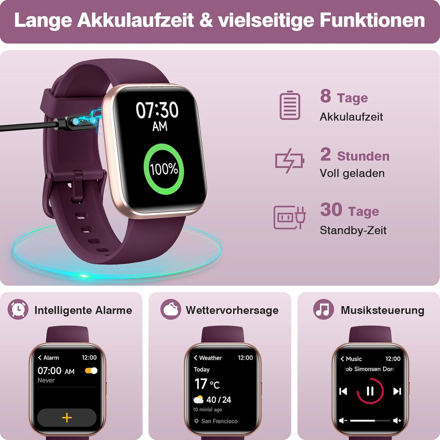 Damen Smartwatch mit Telefonfunktion, 1,85 Zoll HD Fitness Tracker mit Herzfrequenz SpO2 Schlafmonitor Schrittzähler Fitnessuhr Damen 120+ Sportmodi 3ATM wasserdichte Smartwatch für Samsung iOS Android – Bild 8
