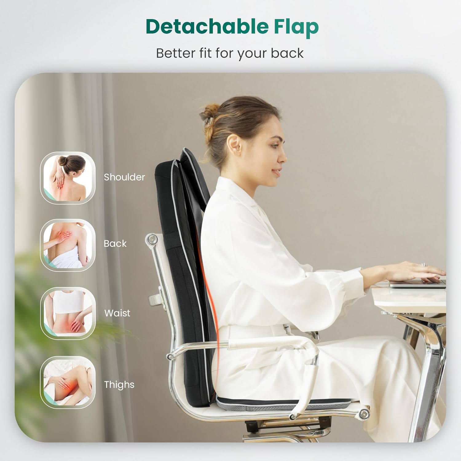 Snailax Shiatsu-Massagesitzbezug mit Wärme- und Vibrationsfunktion, Massagekissen für Nacken und Schulter, Rückenmassagegerät, Geschenke für Männer und Frauen – Bild 3
