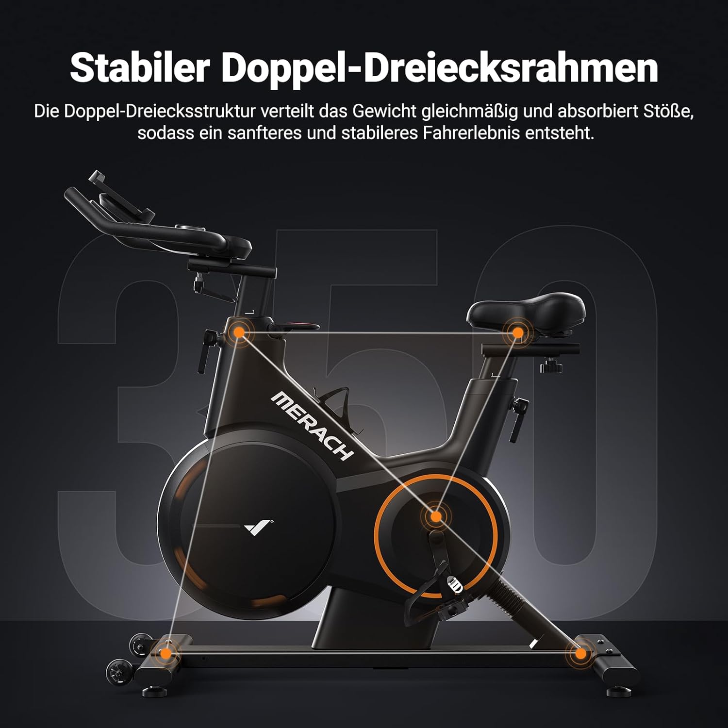MERACH Heimtrainer, Bremsbelag/magnetisches stationäres Rad mit exklusiver App, geräuscharmes Indoor-Fahrradrad mit 270 Pfund Gewichtskapazität, Hantelständer und Fitnesskurse zur Gewichtsreduktion – Bild 4
