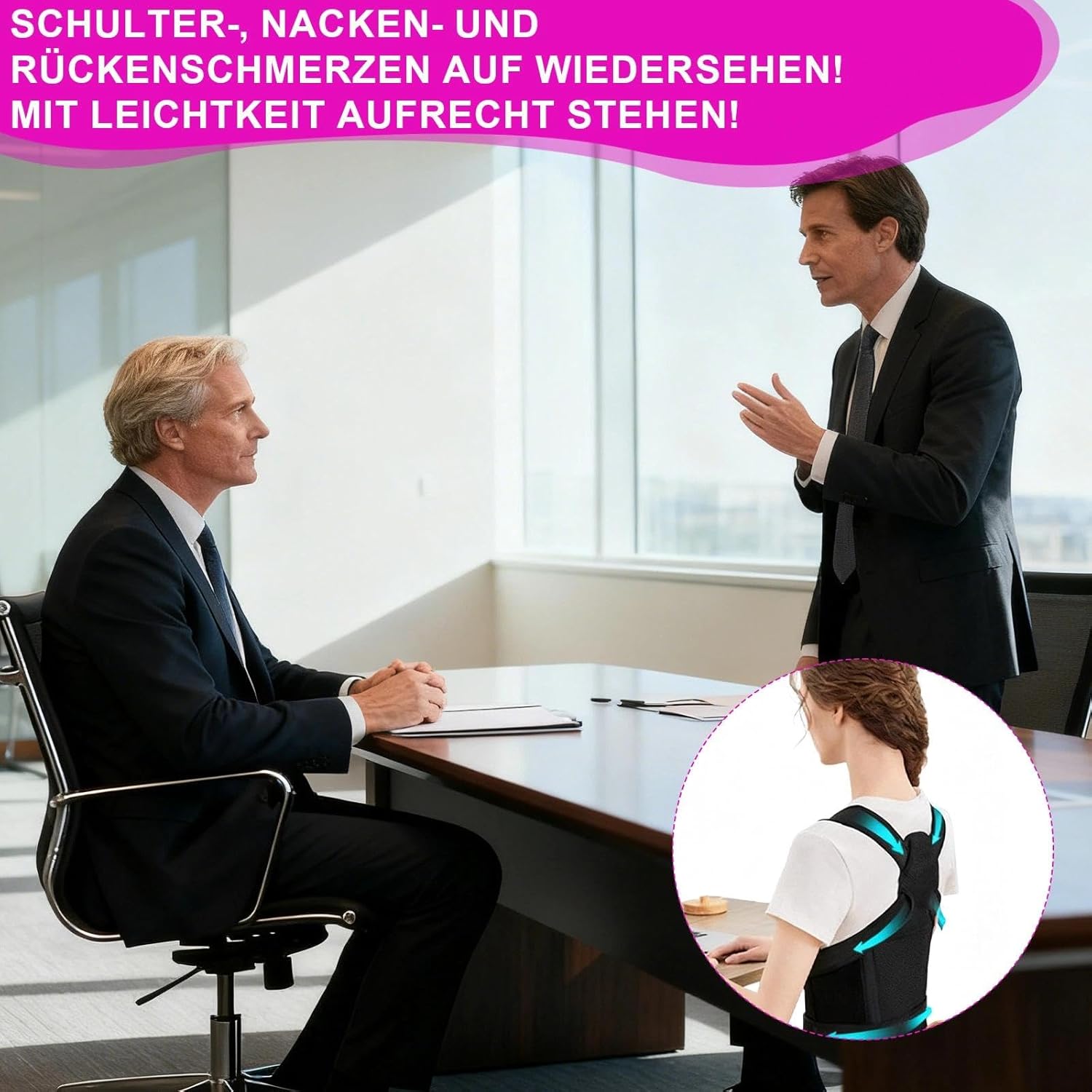 Rückenglätter-Haltungstrainer, atmungsaktiver Haltungskorrektur-Rückenstützgürtel für Männer und Frauen für Büro, Arbeit, Fahren, Sport – Bild 6
