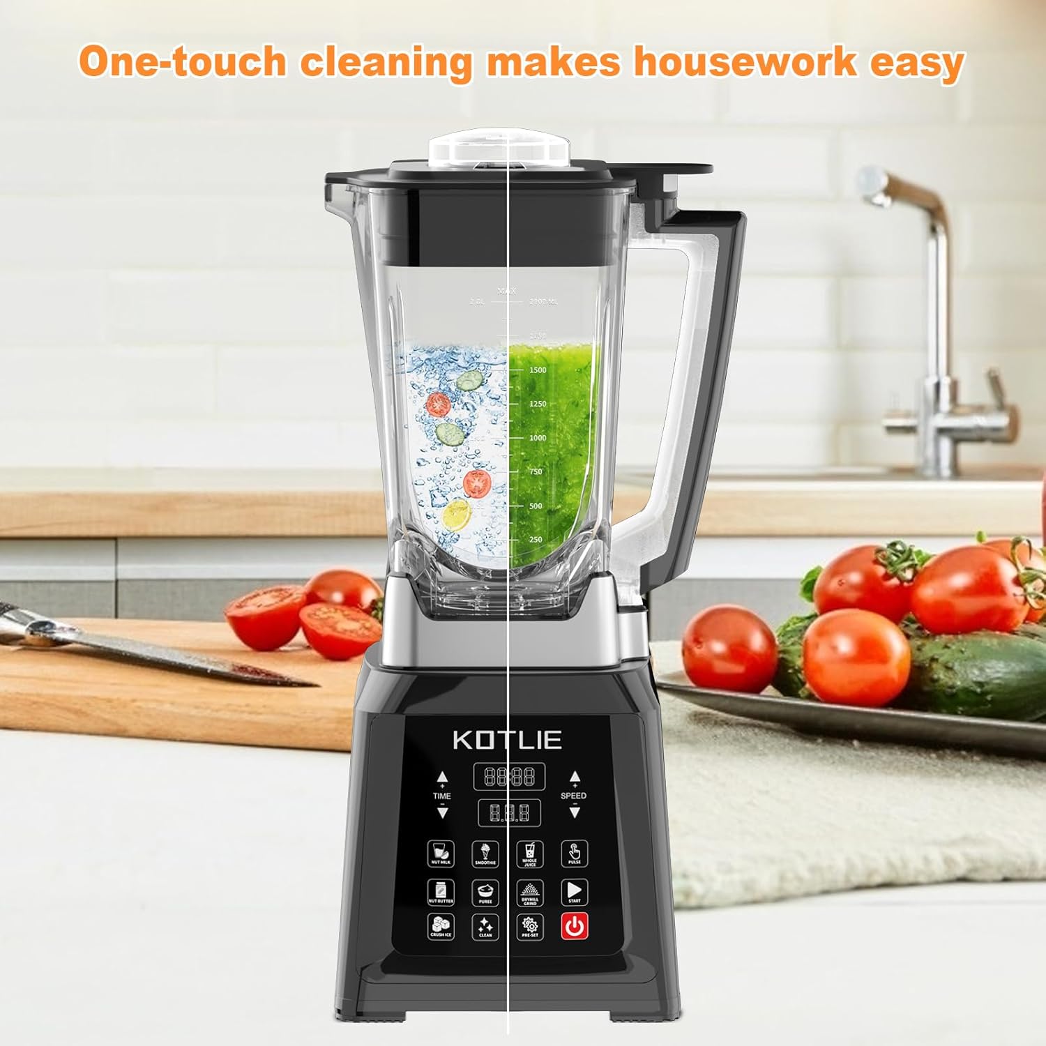 KOTLIE NY-8088EJA Tisch-Haushaltsmixer, 2-Liter-Behälter mit großem Fassungsvermögen, 7 Lebensmittelfunktionen, mit Selbstreinigungsfunktion (keine Heizung) – Bild 4