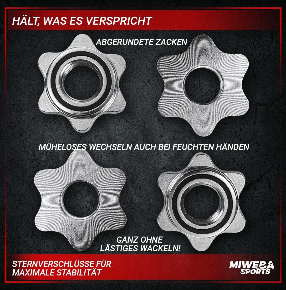 Miweba Sports MKH120 Hantelset | 20 kg – Profi-Hanteln mit Koffer – Damen und Herren – Hantel-Set – Hantelkoffer – Hanteln – Hantelscheiben aus Gusseisen – ergonomischer Griff – Einzelhanteln – Bild 7