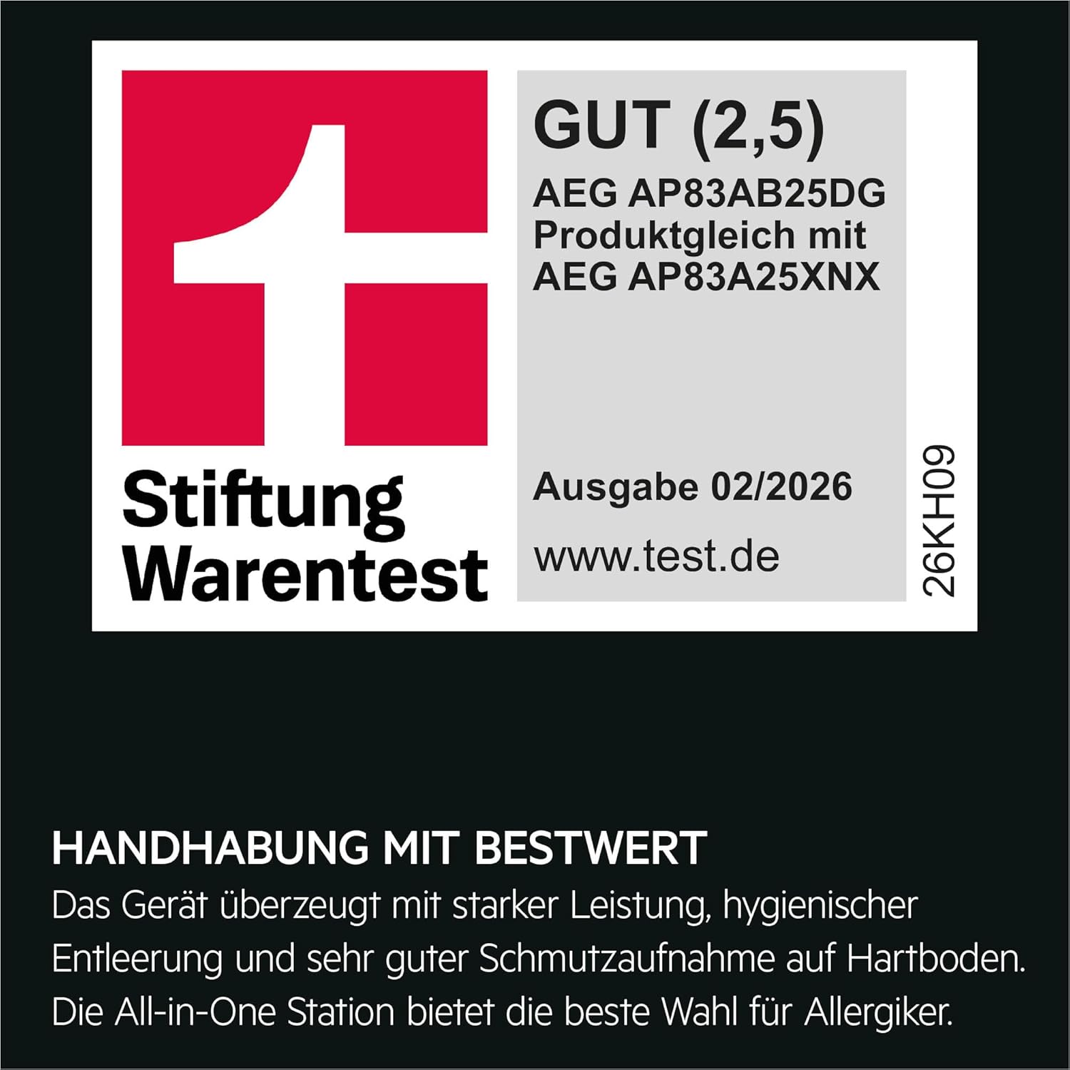 AEG Ultimate 8000 Akku-Staubsauger mit Saugstation von Stiftung Warentest mit GUT (2,5), Auto-Modus, 5-Stufen-Filtration, für Hartboden, Teppich, 25 V Akku wechselbar, 400 ml, Dunkelgrau, AP83AB25DG – Bild 3