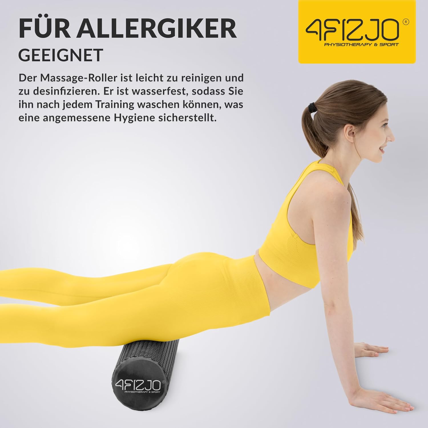 4FIZJO Faszienrolle mit Noppen aus EVA-Schaum, Durchmesser 15 cm, Länge 45 cm, Massagerolle, Rückenrolle, leicht, langlebig, mittlere Härte, Faszientraining, Massagetraining, schwarz – Bild 5