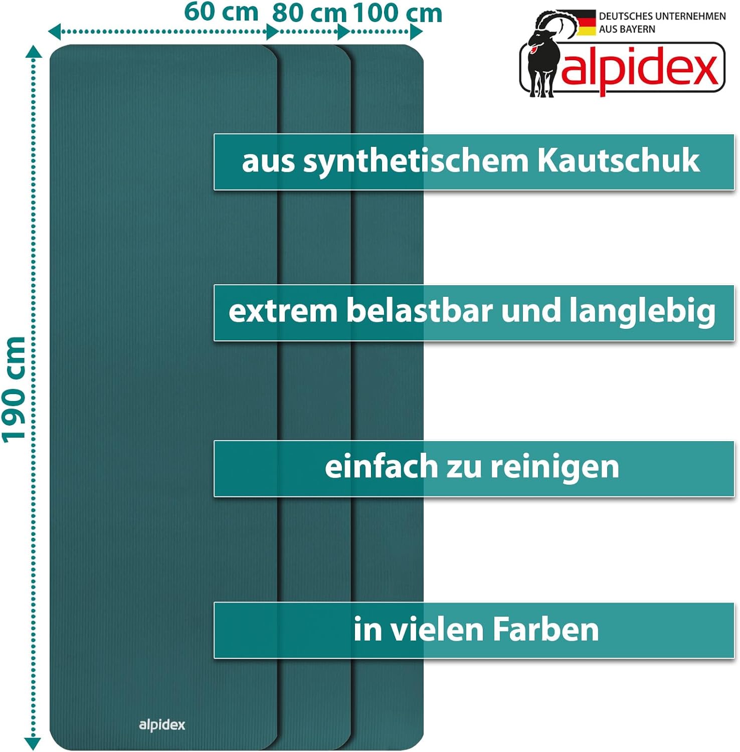 ALPIDEX Yogamatte extra dick 1,5 cm, Gymnastikmatte, 3 Größen, E-Book, rutschfest, phthalatfrei, Fitnessmatte, Gymnastik, Pilates, Sport, Physio, HIIT, Yoga, Trainingsmatte, Schlafmatte – Bild 4