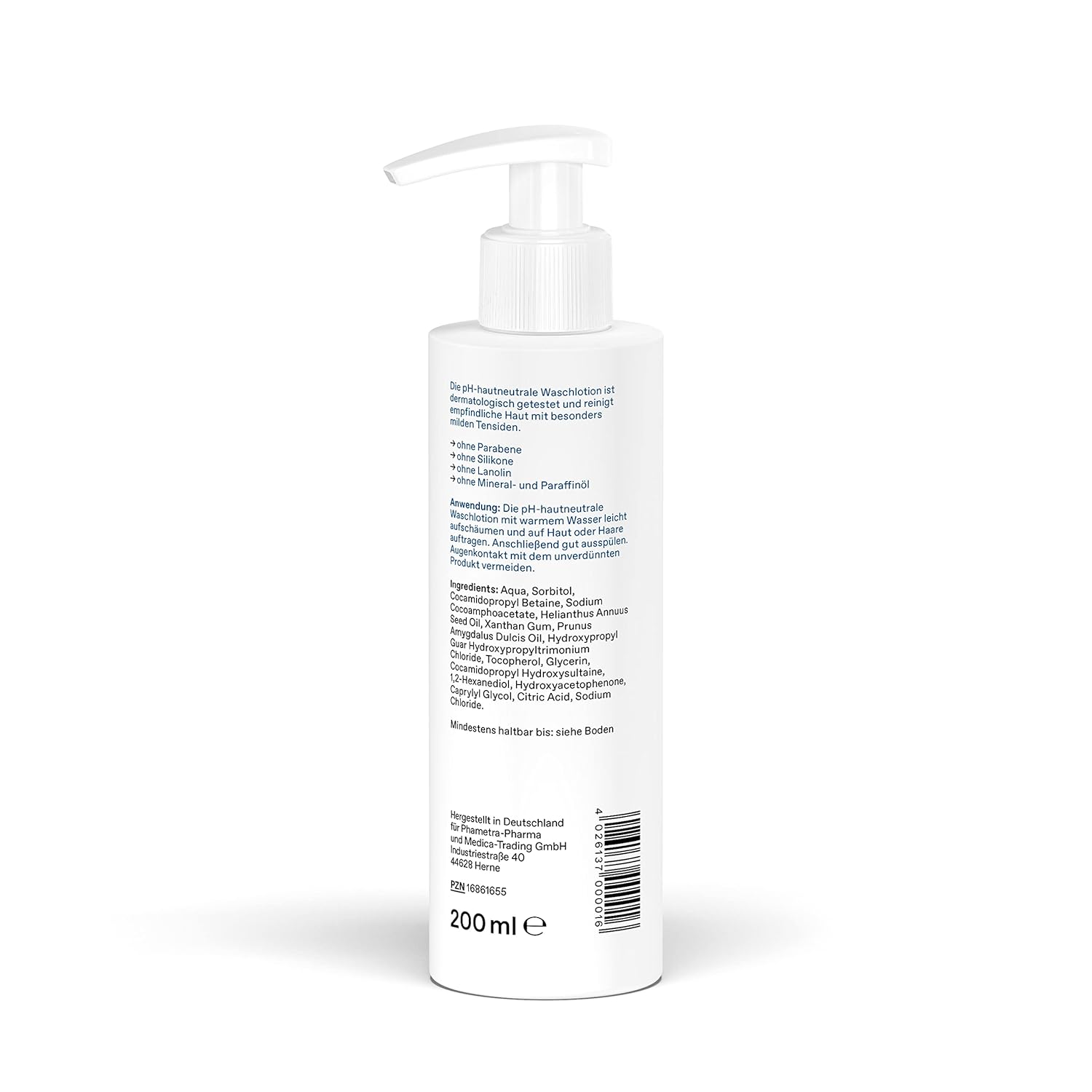 PHAMETRA pH-neutrale Waschlotion | Medizinische Hautpflege | Milde Reinigung für empfindliche Haut | Keine Duft- und Farbstoffe | pH-Wert 5,5 | 200 ml – Bild 2