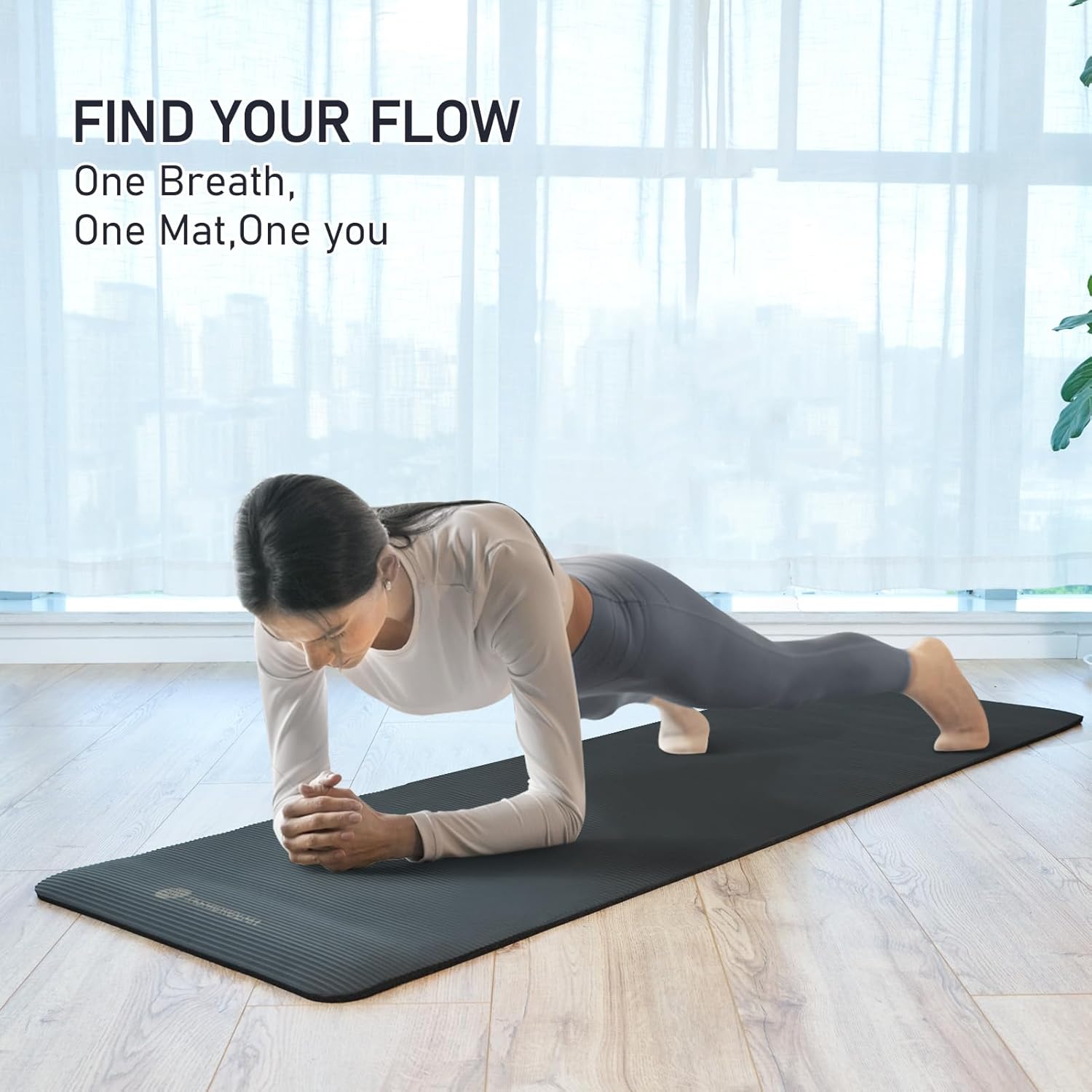 Dicke NBR Yogamatte rutschfest mit Tragegurt für Gymnastikmatte, Fitnessmatte, Sportmatte, Trainingsmatte, Stärke 1 cm (183 x 61 cm) – Bild 5
