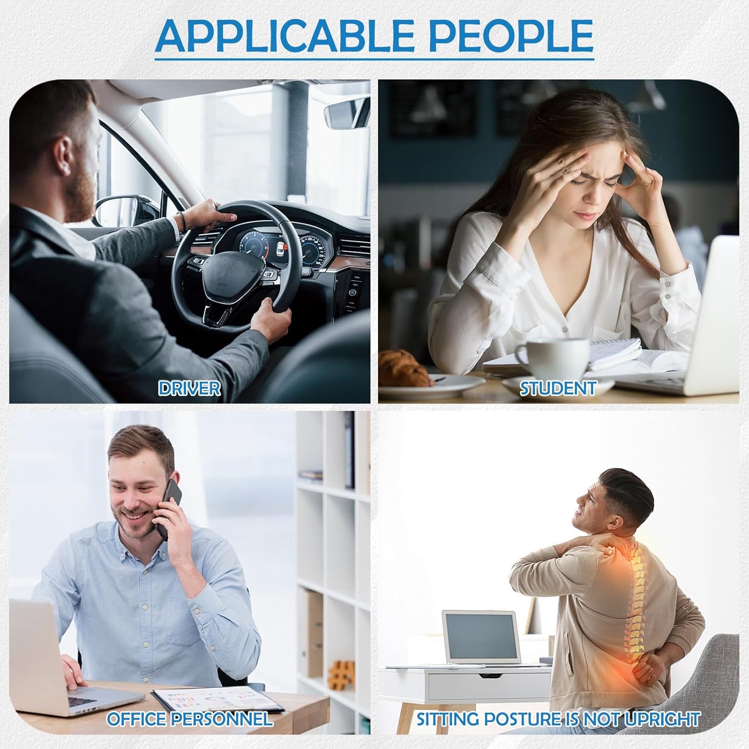 Ergonomische Kopfstütze und Lendenkissen fürs Auto, Lendenkissen, Nackenkissen für Autositze, Memory-Schaum, Auto-Kopfstützenkissen, Lendenwirbelstütze, zur Linderung von Nacken- und Rückenschmerzen – Bild 7