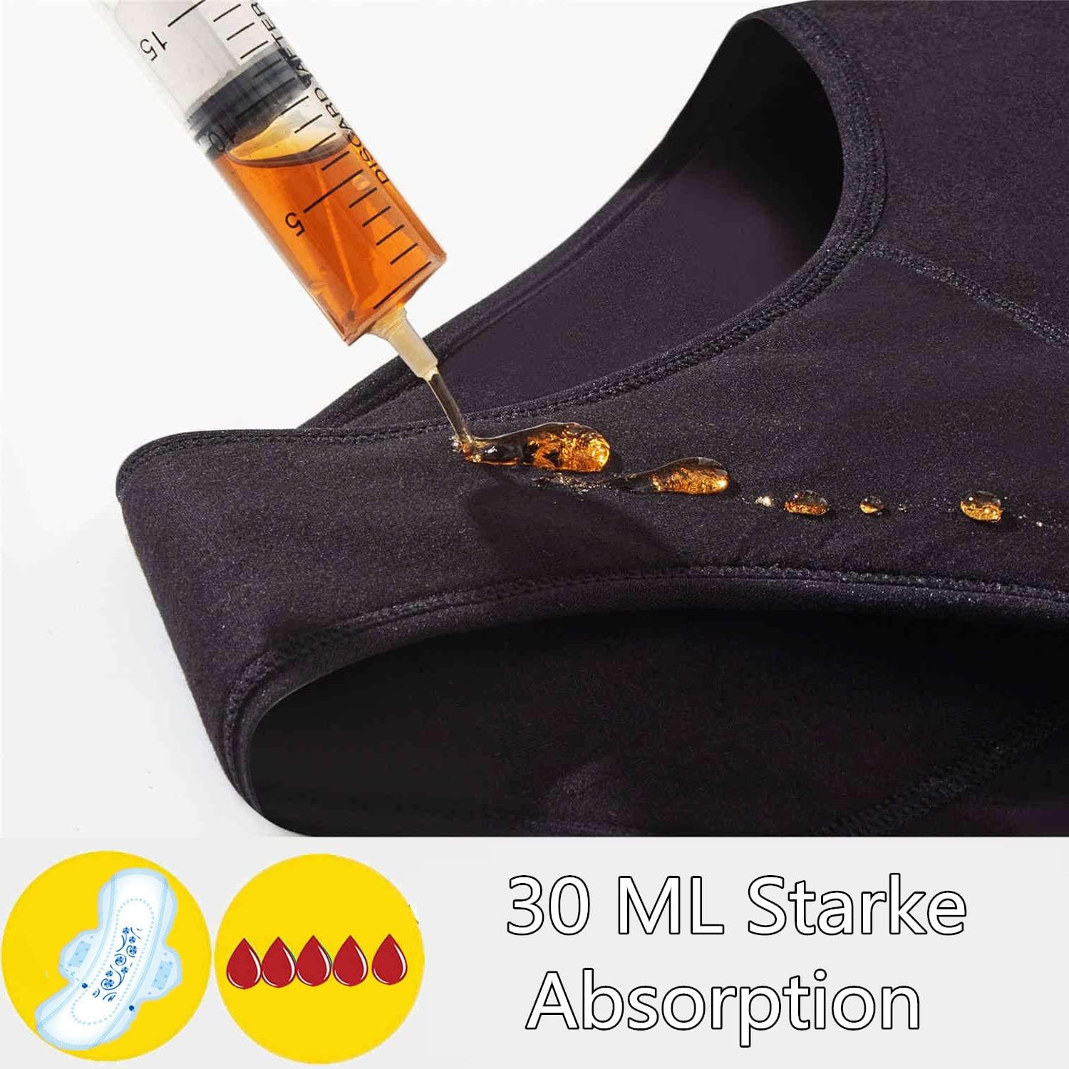 Periodenunterwäsche für starke Blutungen, Damen, 30 ml, Absorption, auslaufsicher, Slips mit Wärmegürtel – Bild 2