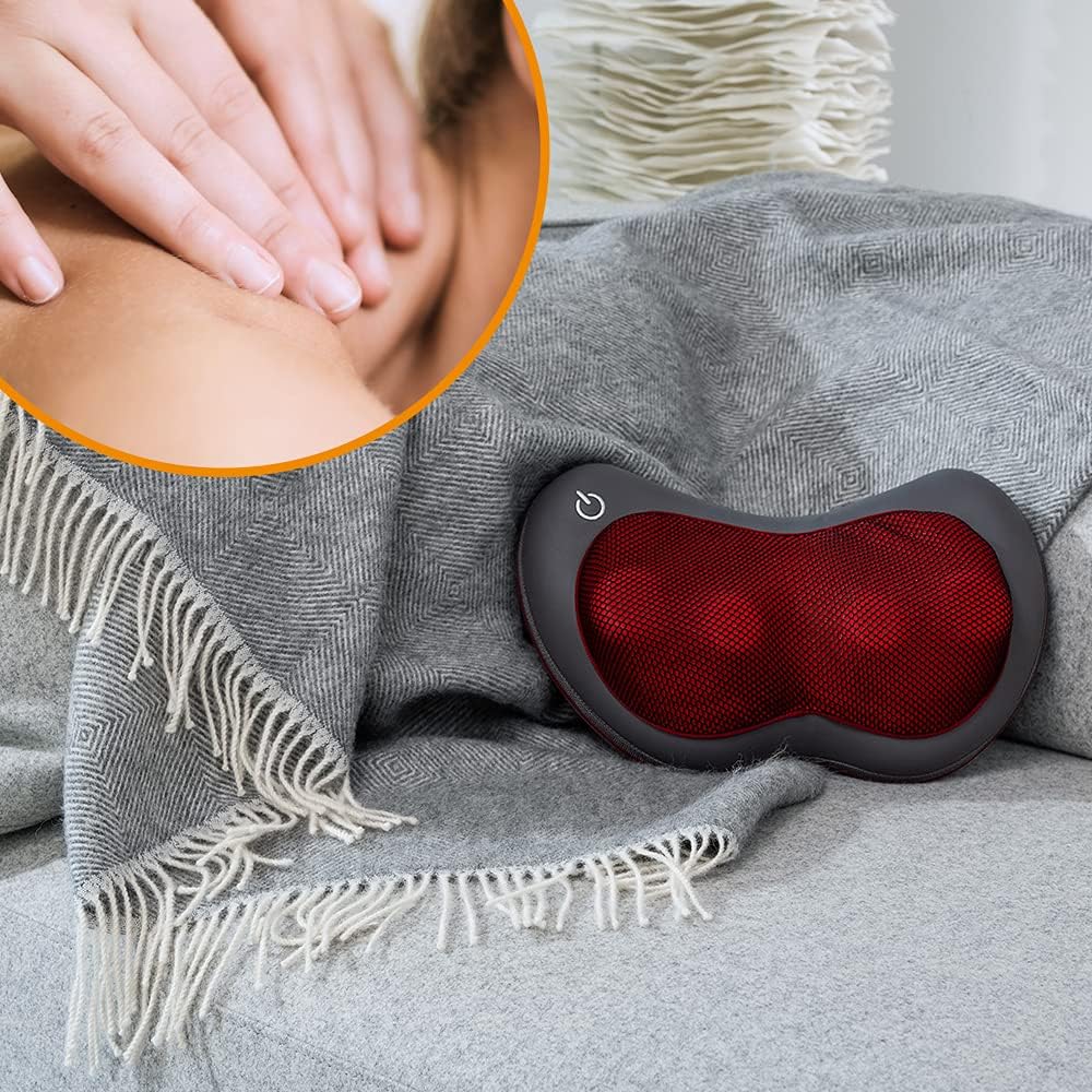 Beurer MG 149 Rücken-Nacken-Massagegerät für entspannende Shiatsu-Massage, zwei Richtungen, Heizfunktion, 4 Massageköpfe, grau/rot – Bild 5
