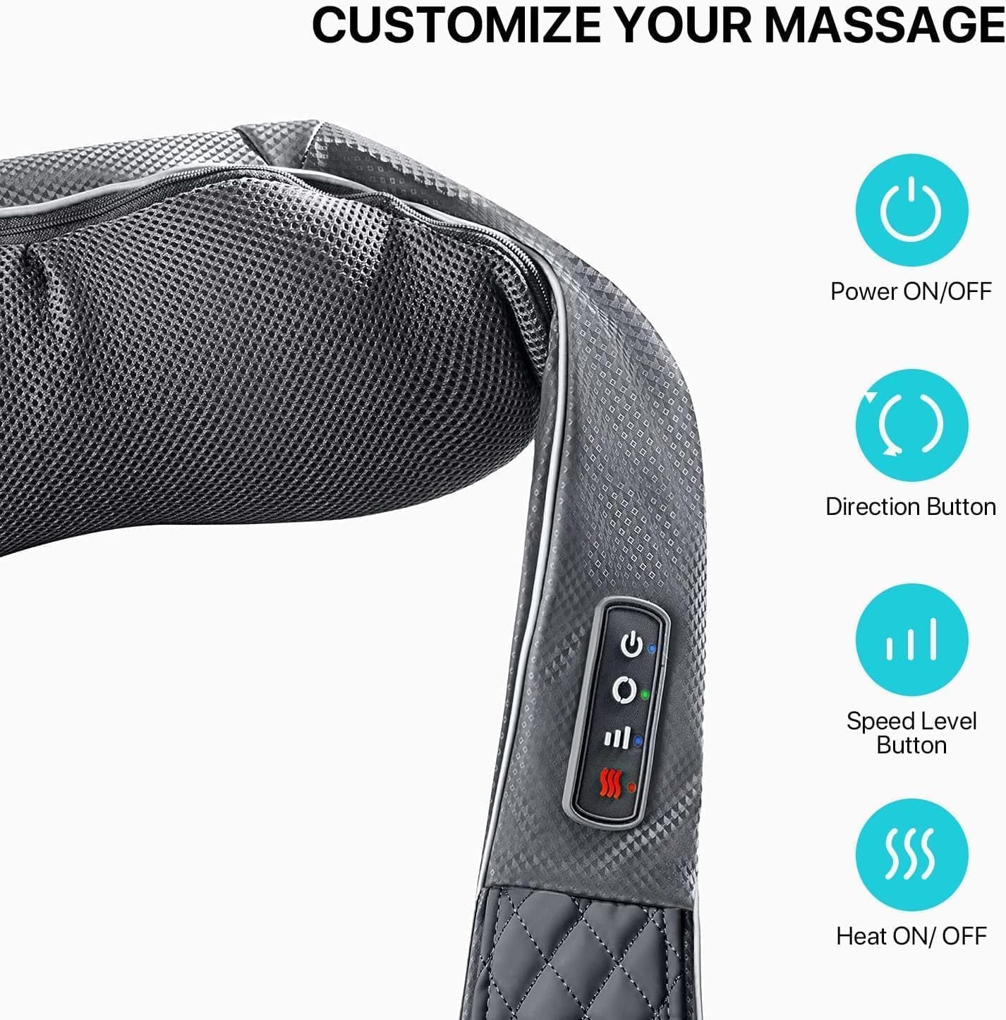 Kabelloses Nackenmassagegerät mit Wärmefunktion, ALLJOY Shiatsu-Massagegerät, 3D-Tiefengewebe-Massagegerät, tragbares Schultermassagegerät, Weihnachtsgeschenke für Frauen, Männer – Bild 5
