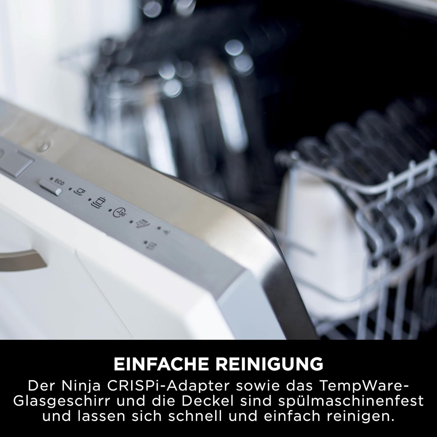 Tragbare Heißluftfritteuse Ninja CRISPi, 3,8 l, 4-in-1: Heißluftfrittieren, Rösten, Warmhalten, erneut knusprig, 6 Portionen, 2 abnehmbare Glasbehälter und Deckel, 1700 W, Steingold FN101EUSTGD – Bild 16
