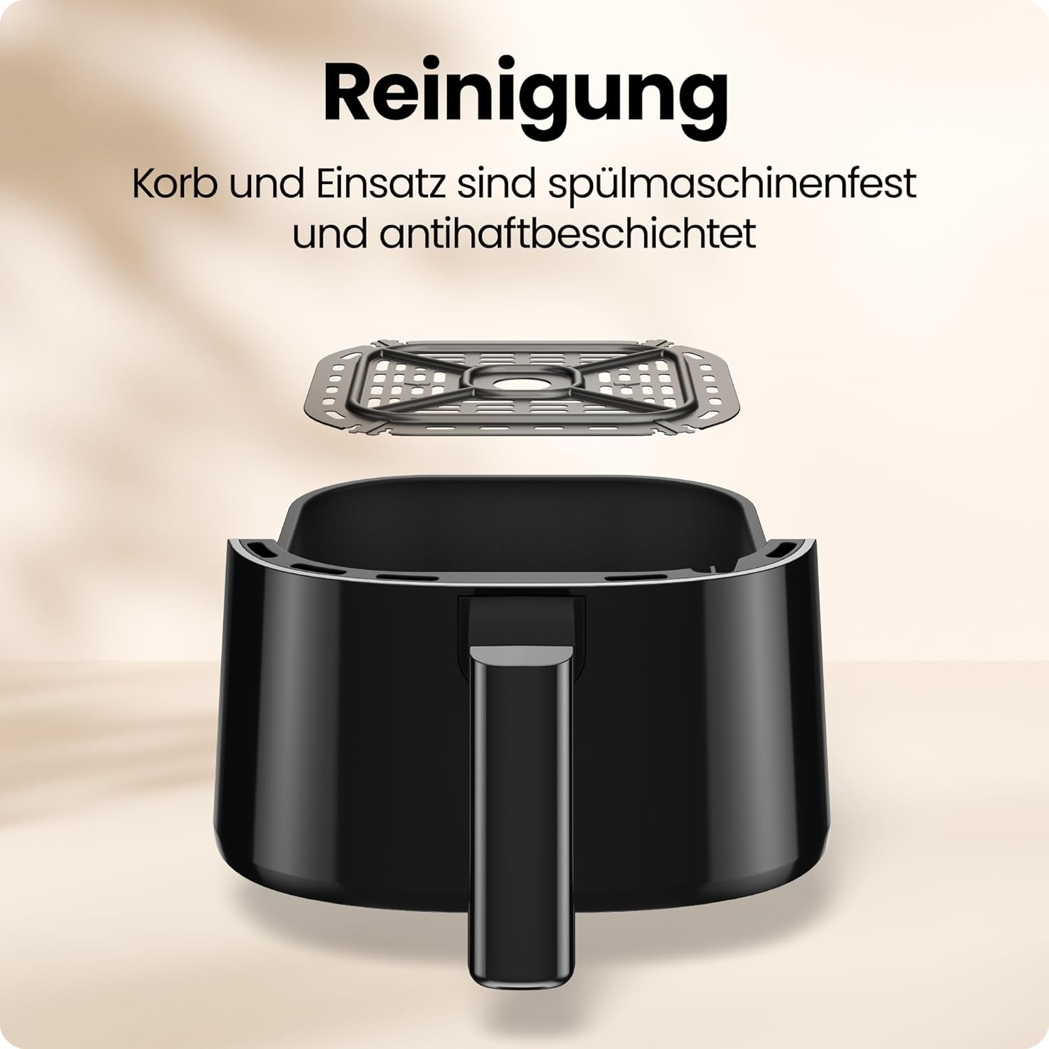 Chefman 2L Mini-Heißluftfritteuse – kompakte und platzsparende Airfryer, antihaftbeschichteter Korb, Essenszubereitung in wenigen Minuten, digitaler Timer und Schüttelanzeige – Schwarz – Bild 6