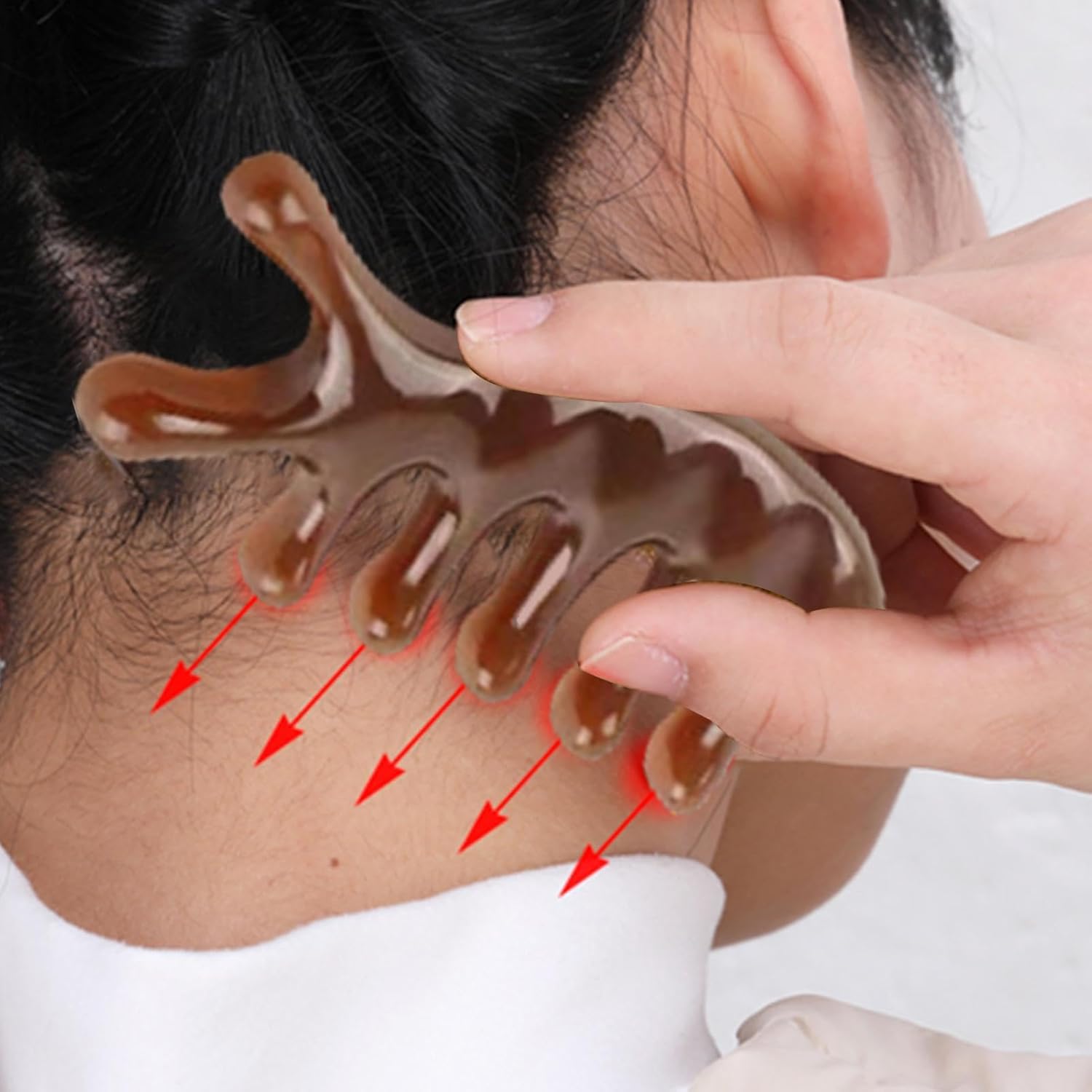 Kopfhaut-Massagekamm – 17 cm Kopf-Hals-Körper-Entspannungsgerät, tragbares Gesichtsmassage-Schabergerät, Muskelentlastungsmassagegerät – Bild 2