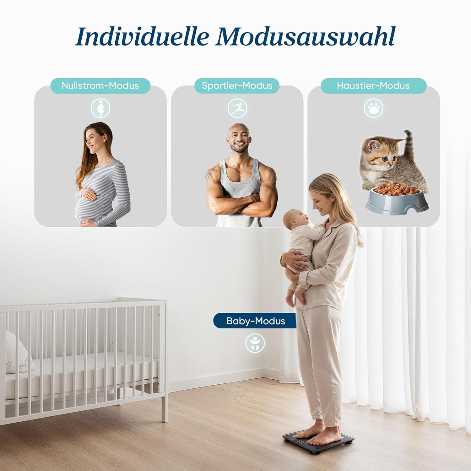 Etekcity Körperfettwaage - Personenwaage Digital mit 0,02 kg Genauigkeit - Bluetooth mit App für Fitness - Körperwaage zur Messung von Körperfett,BMI,Muskelmasse,Protein,BMR-Tiefschwarz-28 x 28 cm – Bild 6