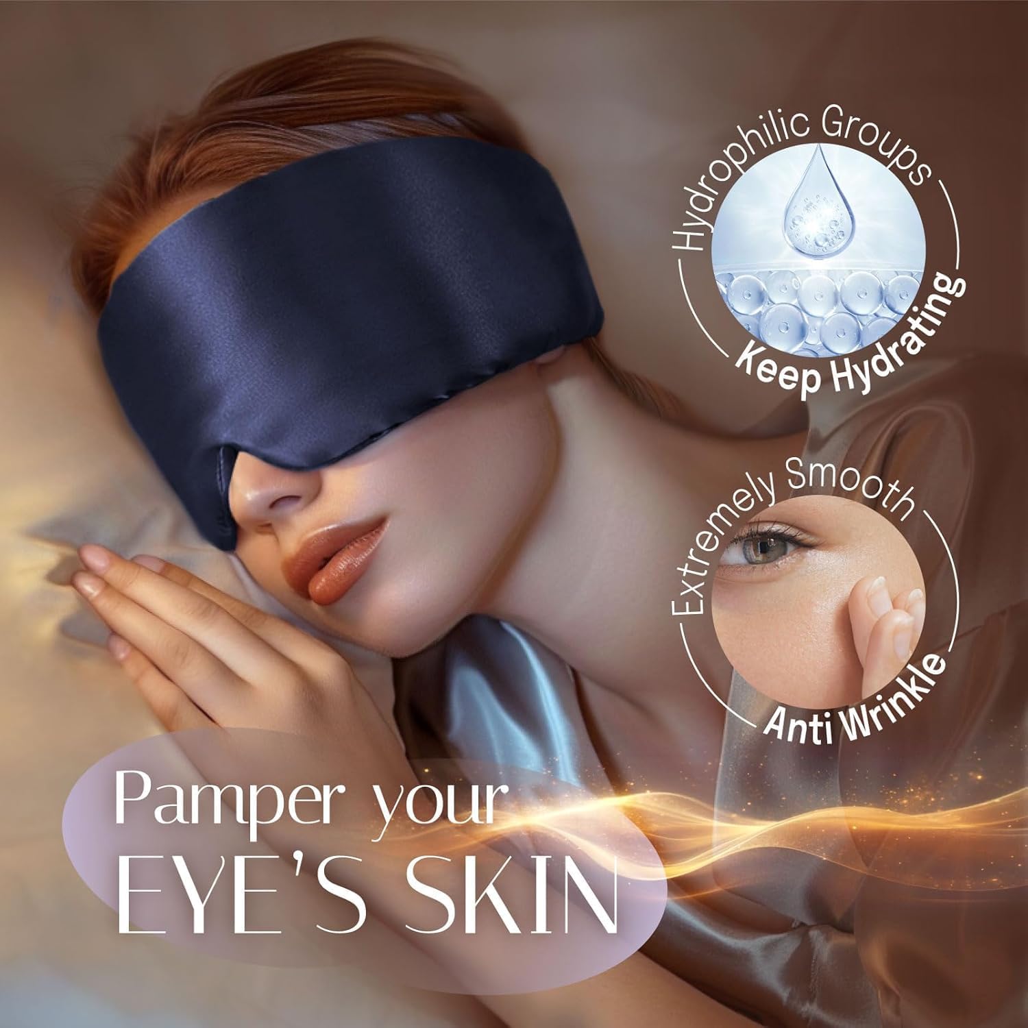 3D-Schlafmaske aus Seide mit Augenmuscheln – Verdunkelungs-Schlafmaske für Männer und Frauen – Augenmasken zum Schlafen überall – Verdunkelungs-Augenmaske, Augenschlafmaske aus Maulbeerseide für Frauen – Bild 4