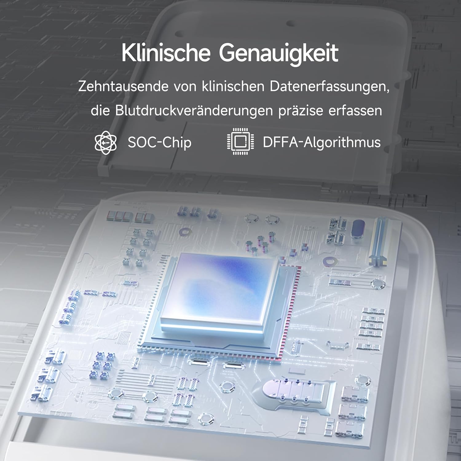 yuwell Intelligentes Oberarm-Blutdruckmessgerät mit Bluetooth, Manschette für 22-45 cm, Sprachübertragung, hintergrundbeleuchtetes Display, wiederaufladbarer Akku, App für iOS & Android (YE650AR) – Bild 2