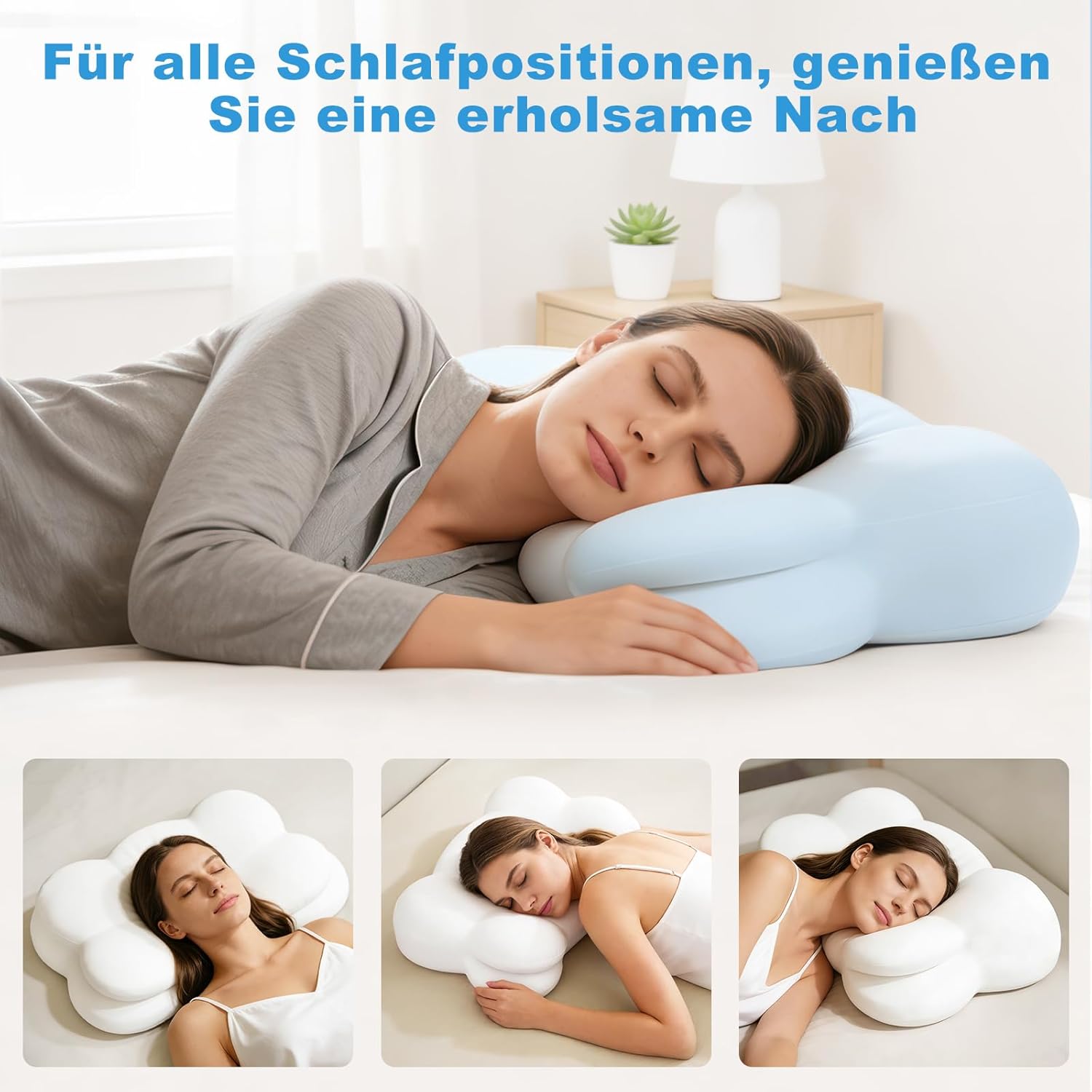Mailirious Nackenkissen, Memory-Schaum-Kissen, ergonomisches Nackenstützkissen, lindert Nackenschmerzen, für Seiten-, Rücken- und Bauchschläfer, mit 2 abnehmbaren Kissenbezügen, 69 x 38 x 9/11 cm – Bild 6
