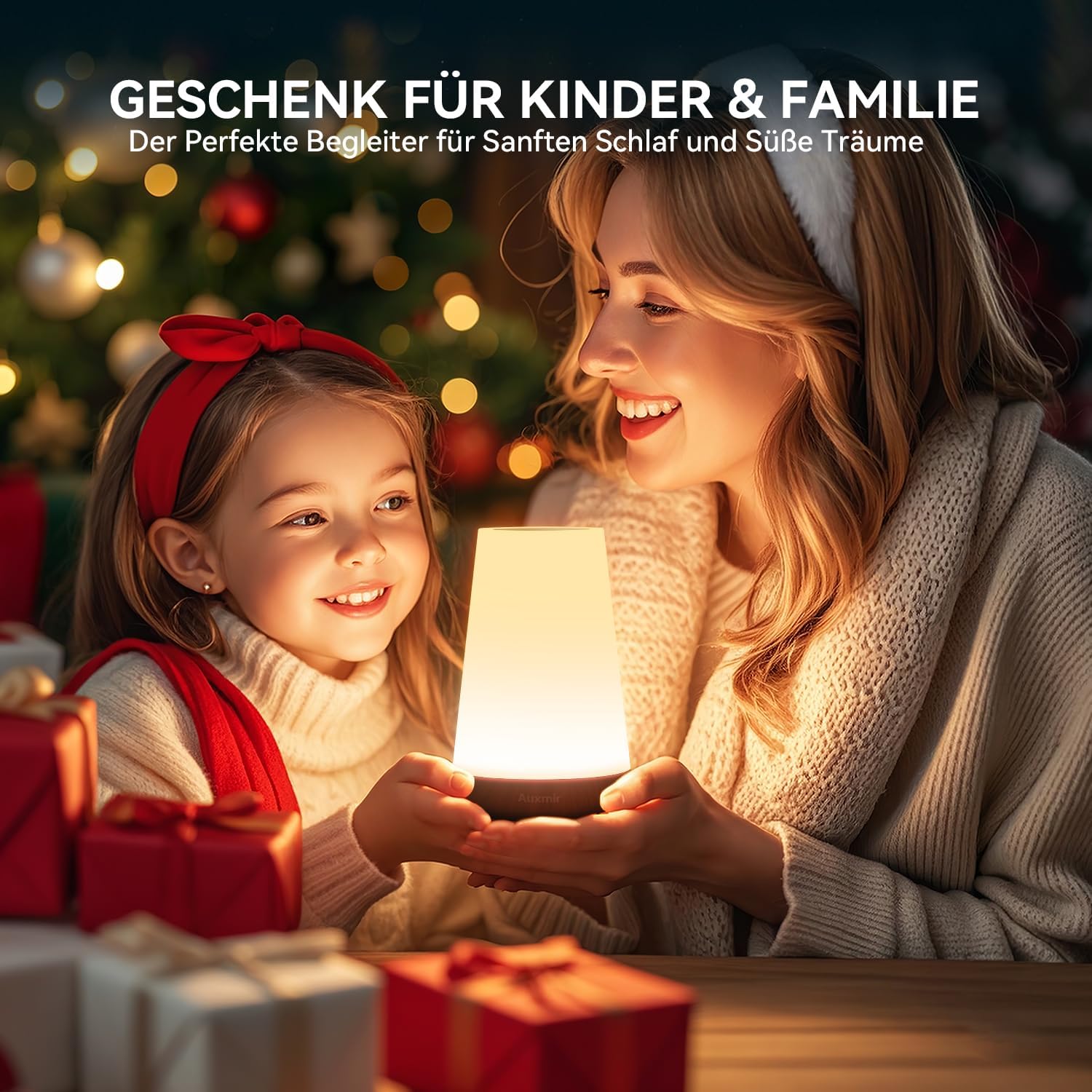 Auxmir Nachttischlampe, Nachtlicht, Touch-dimmbar mit 13 Farben und 4 Modi, LED-Tischlampe, USB wiederaufladbar mit Fernbedienung, Nachtlampe mit Timing-Funktion für Schlafzimmer, Wohnzimmer, Licht – Bild 9