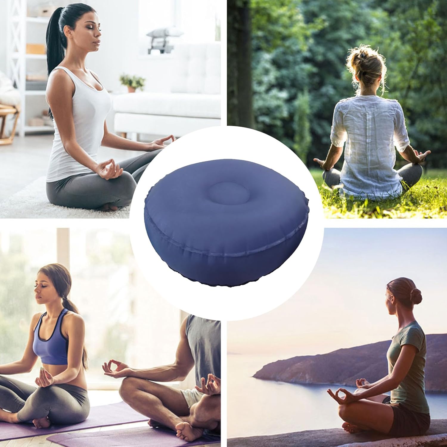 Meditationskissen – Aufblasbares Meditationskissen zum Sitzen auf dem Boden | Klappbares Sitzkissen für Zen-Gebet, Pilates, Zuhause, Garten, Outdoor, Herren und Damen – Bild 4