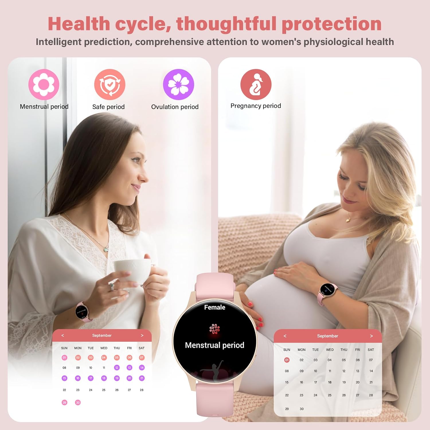 SLOKSFil Damen Kleine Smartwatch mit Telefonfunktion, 1,27 Zoll TFT Touchscreen Fitness Tracker mit 24/7 Herzfrequenzmesser Schlafmonitor 120+ Sportmodi Schrittzähler Smart Watch rund für iOS/Android (Roségold) – Bild 4