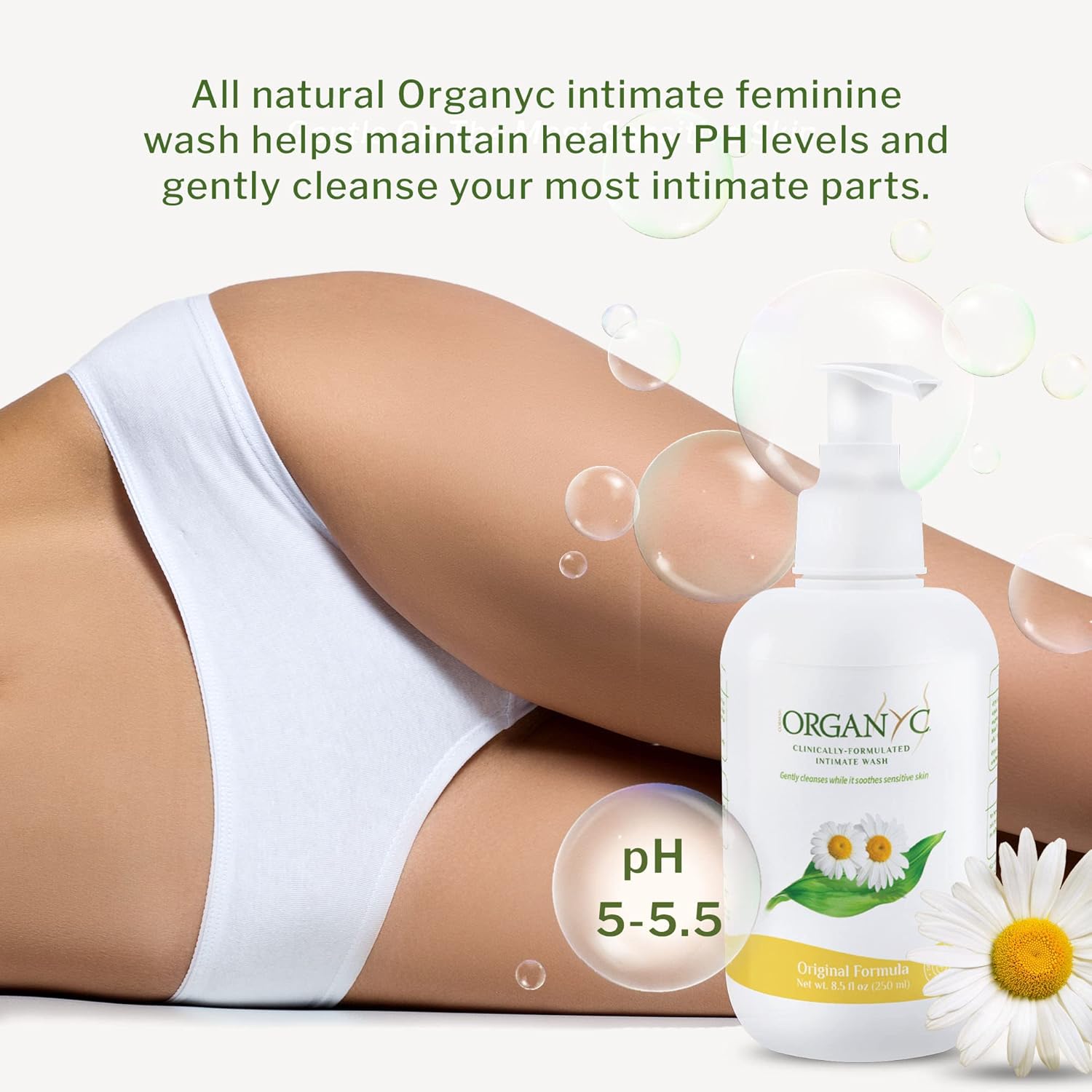 Organyc Intimate Care Waschlotion mit Kamille für empfindliche Haut, frei von Chlor, Parabenen, SLS, SLES und synthetischen Duftstoffen, dermatologisch getestet – 250 ml – Bild 3