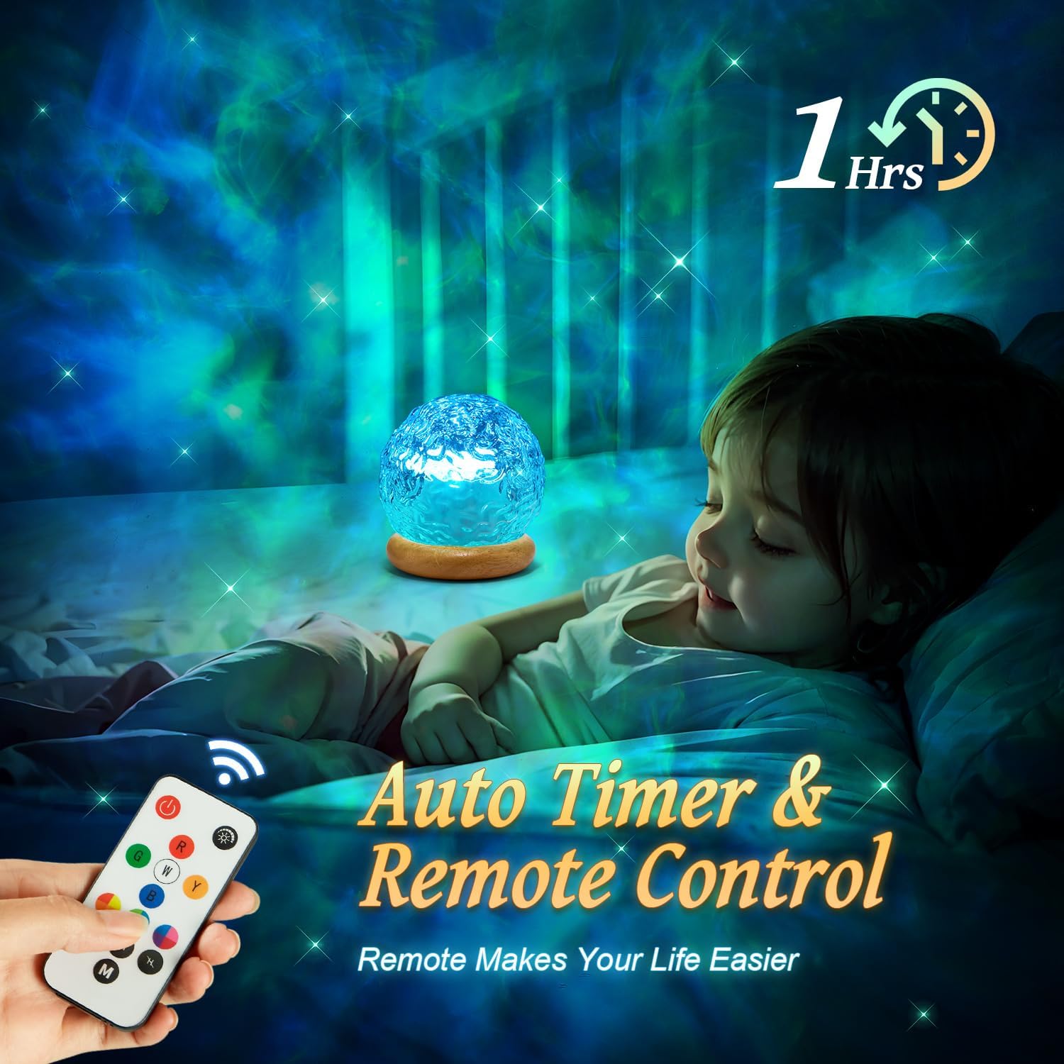 PIKOY Sternenhimmel-Projektor als Kristallkugel mit 18 RGB-Farben, dimmbar & Timer – eine Premium-Dekoration für Gaming & Schlafzimmer und das ideale Geschenk für Frauen & Männer & Kinder – Bild 4