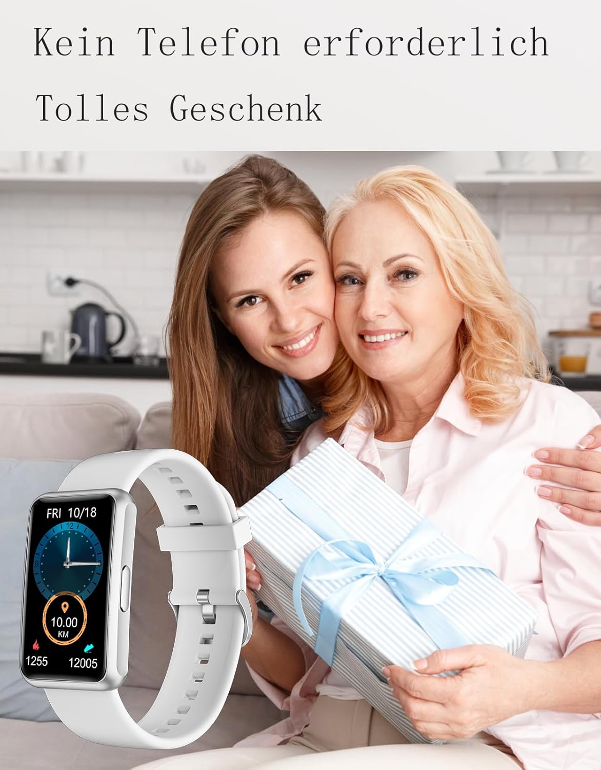 Schrittzähler-Uhr (ohne App/ohne Mobiltelefon), 1,47-Zoll-Bildschirm, einfacher Fitness-Tracker, Smartwatch mit Kalorienzähler, Schlafüberwachung, Stoppuhr, wasserdichter Timer, Gehen, Laufen, Fitnessuhr für Senioren/Männer/Frauen – Bild 8