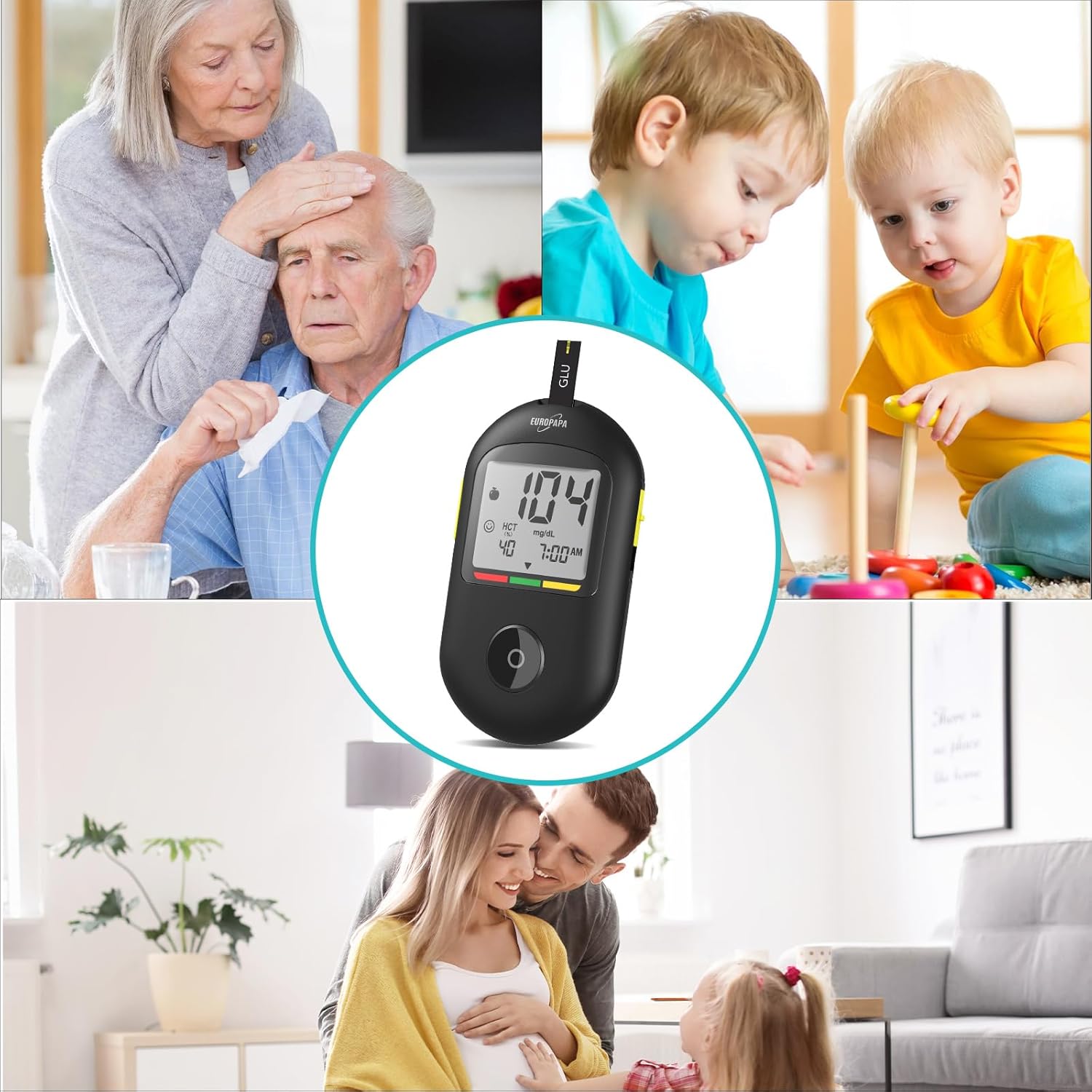 EUROPAPA Blutzuckermessgerät mit 10 Blutzucker-Teststreifen und 10 Blutlanzetten und Stechhilfe, Blutzucker-Messsystem Diabetes-Set mg/dL zur Blutzucker-Selbstkontrolle (Schwarz) – Bild 4