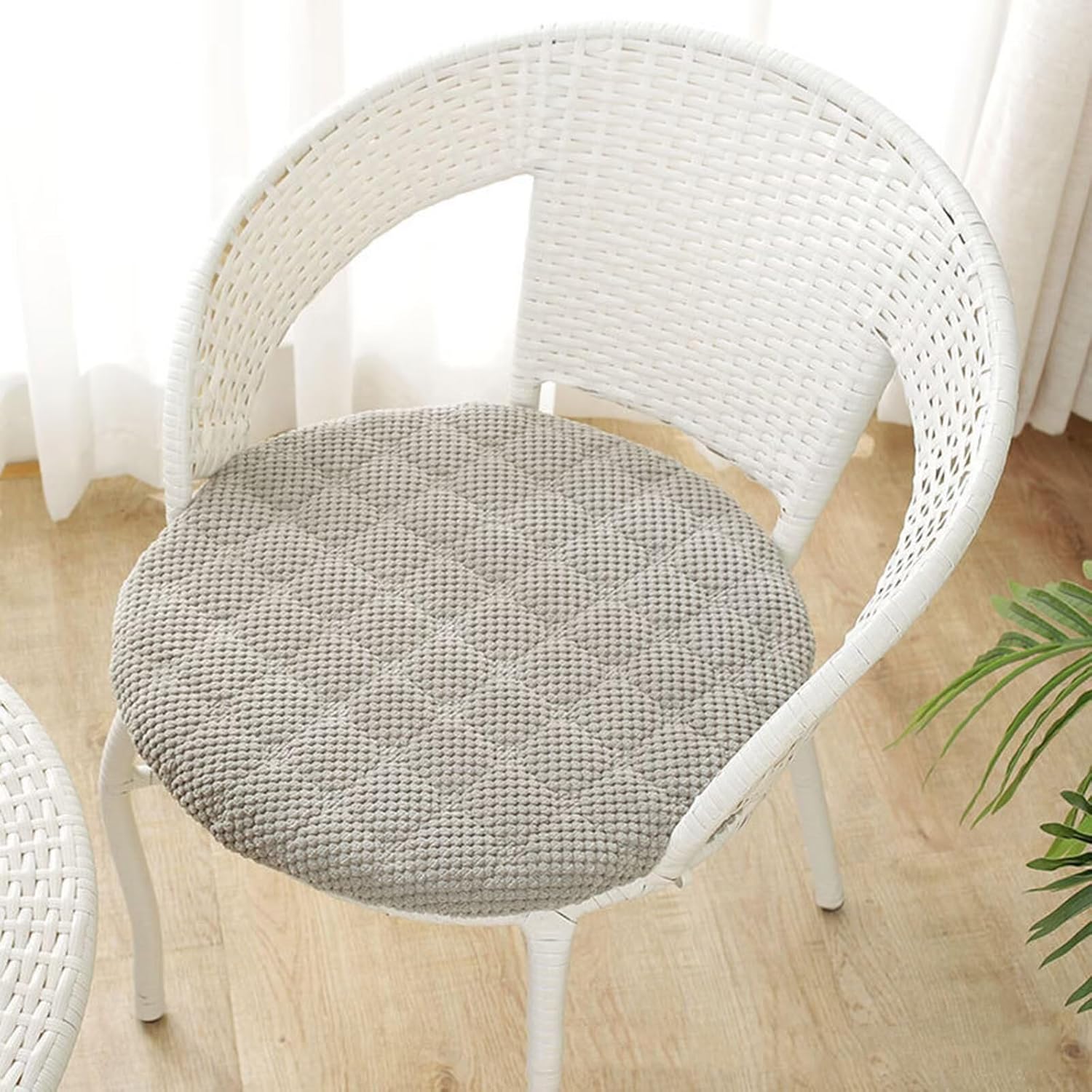 Rundes Sitzkissen, 35 cm, weiche Stuhlkissen, 2er-Set mit rutschfestem, waschbarem Cordstoff-Sitzkissen mit Reißverschluss, Sitzpolsterung, Stuhlkissen für Innen-Esszimmer, Küche, Außenbereich, Garten