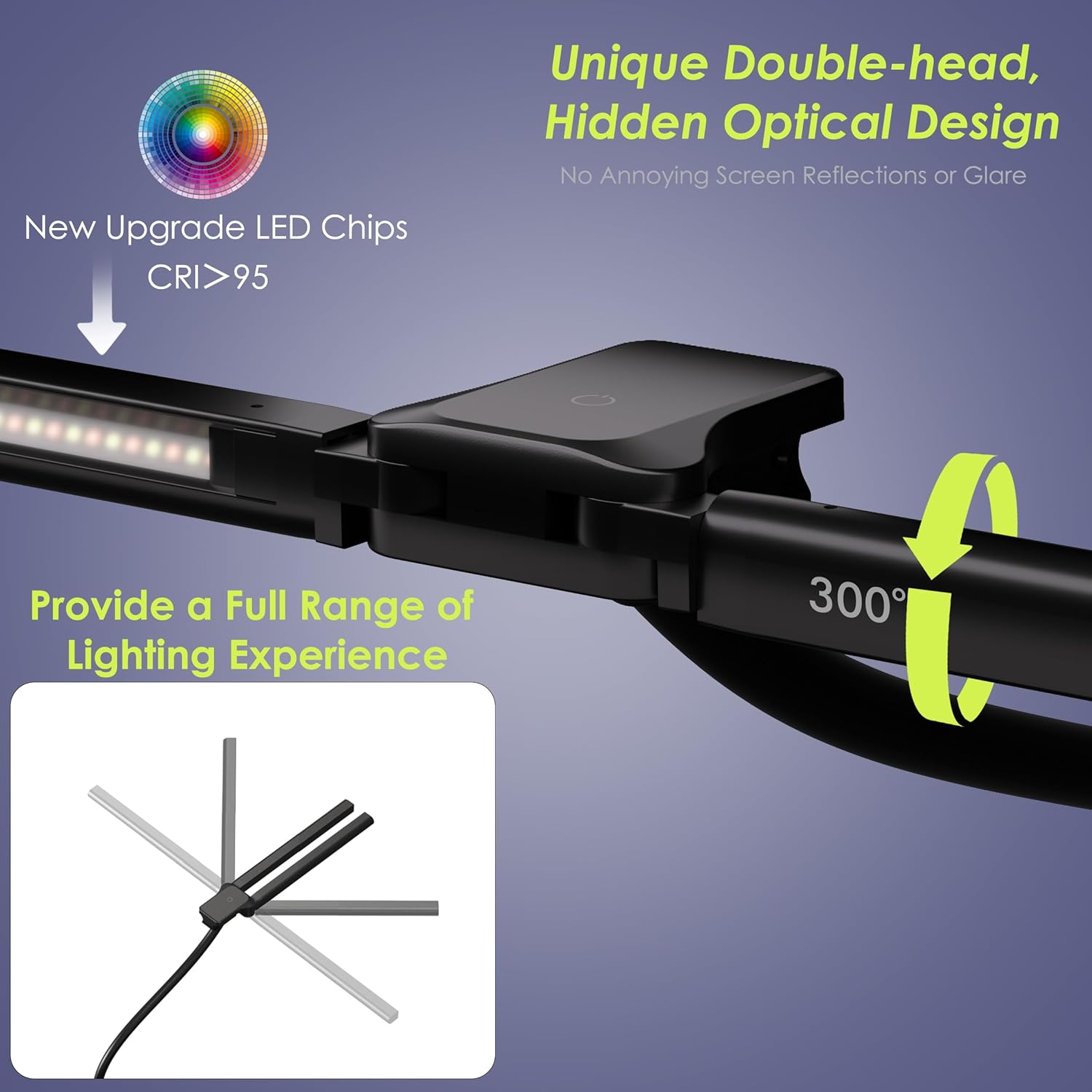 EYOCEAN Schreibtischlampe, Doppelkopf Schreibtischlampe Kinder, Augenschutz Schreibtischlampe, 16W 72cm Tageslichtlampe Schreibtisch mit Fernbedienung, Dimmbare Monitorlampe, Schwanenhals Bürotischlampe – Bild 3
