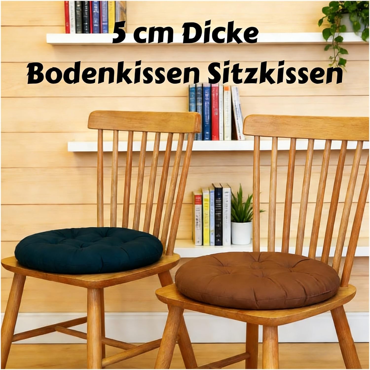 2er Set Sitzkissen rund 40cm - Stuhlkissen rund 5cm dick mit Rutschfest, Bodenkissen Sitzkissen rund für Indoor Outdoor Sitzkissen Schule Bequeme Auflagen & Auflagen (Rosa) – Bild 6