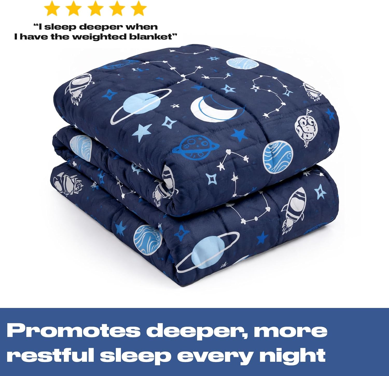 OHS Gewichtsdecke 3 kg Stern, schwere Decke 100 x 150 cm 3 kg (6,6 lb) Gewichtsdecke Blaue Gewichtsdecke (Haftungsausschluss: Nur für Kinder ab 3 Jahren geeignet) – Bild 5