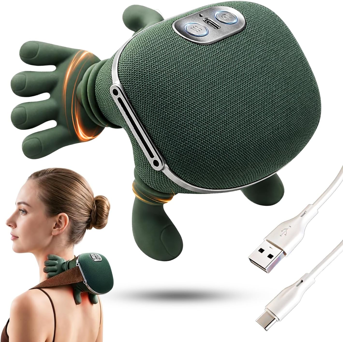 BeFit24 Nackenmassagegerät 4D mit Wärme, kabellos, Tiefengewebsmassagegerät für Nacken, Schulter, Rücken, wirksam gegen Schmerzen & Verspannungen, ideal für Büro, Zuhause & Geschenk