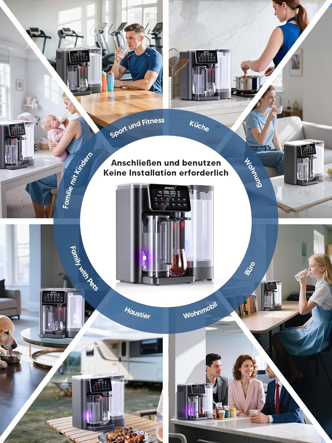 Jimmy R9 Osmosesystem-Trinkwasser-Arbeitsplatte, Umkehrosmosesystem-Wasserfilter, mit Heißwasserspender, 7-Stufen-Filterung von Umkehrosmose und Mineralien, UV, 3S-Heizung, 7 Temperaturoptionen, Echtzeit-TDS-Monitor – Bild 8