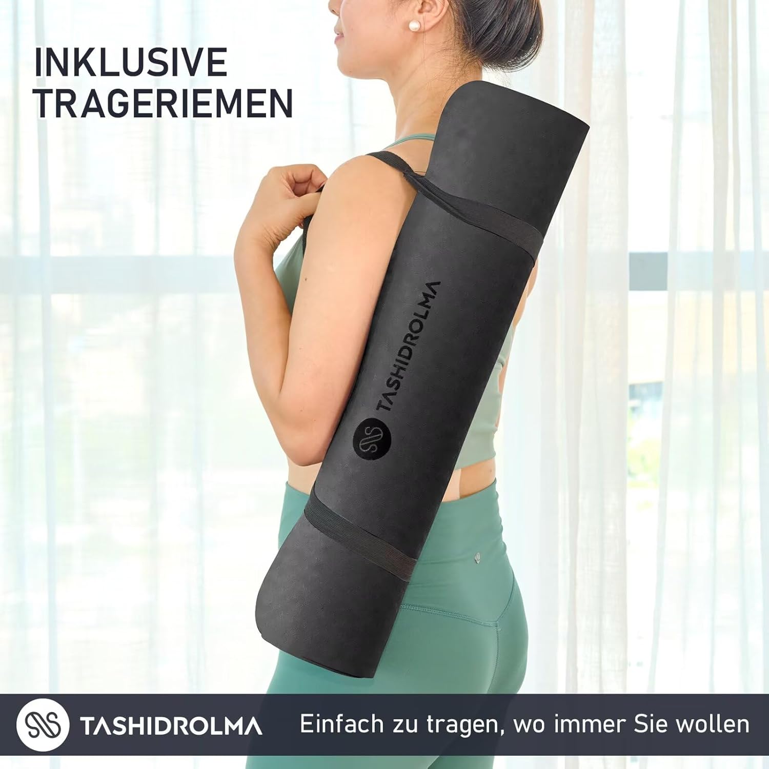 Yogamatte, rutschfeste Gymnastikmatte mit Tragegurt, Sportmatte für Fitnessstudio, Zuhause, Reisen, 183 x 61 cm – Bild 5