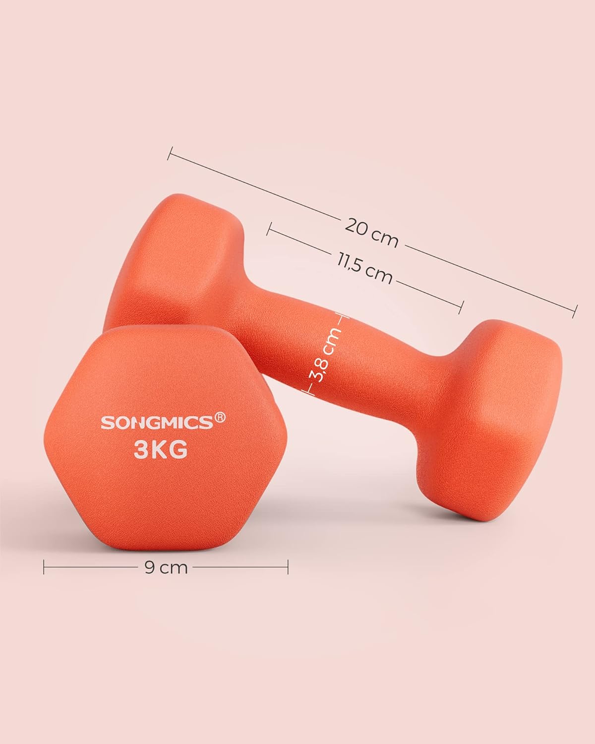 SONGMICS Hanteln 2er Set Hanteln Set Hanteln Hexagon Neoprenbeschichtung Krafttraining Workout Fitness Training Zuhause – Bild 7