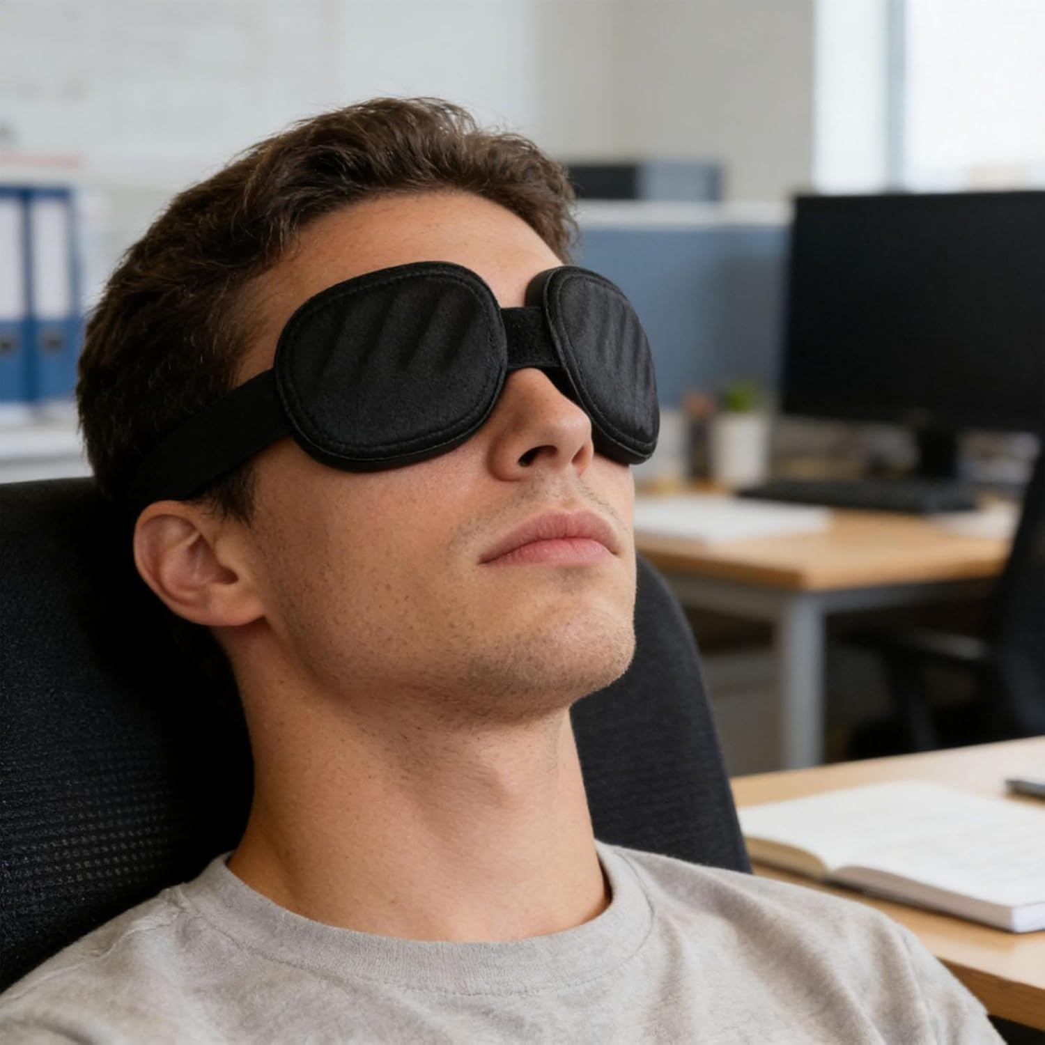 Schlaf-Augenmaske, 3D-Augenschutz mit verstellbarem Riemen | Schlafmaske gegen Licht | für Schlafzimmer Wohnung Reise Schlafsaal lange Reisen Männer Erwachsene ältere Menschen Frauen – Bild 3